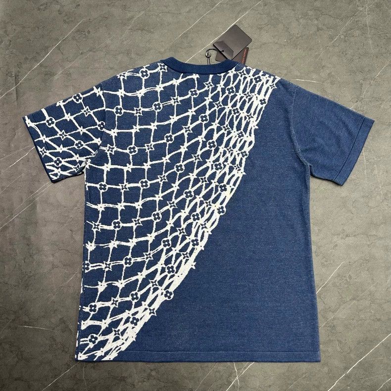 Louis Vuitton Louis Vuitton Fei Dong 24FW Blue Fishnet Knit Short Sleeve Size US L / EU 52-54 / 3 - 4 Thumbnail
