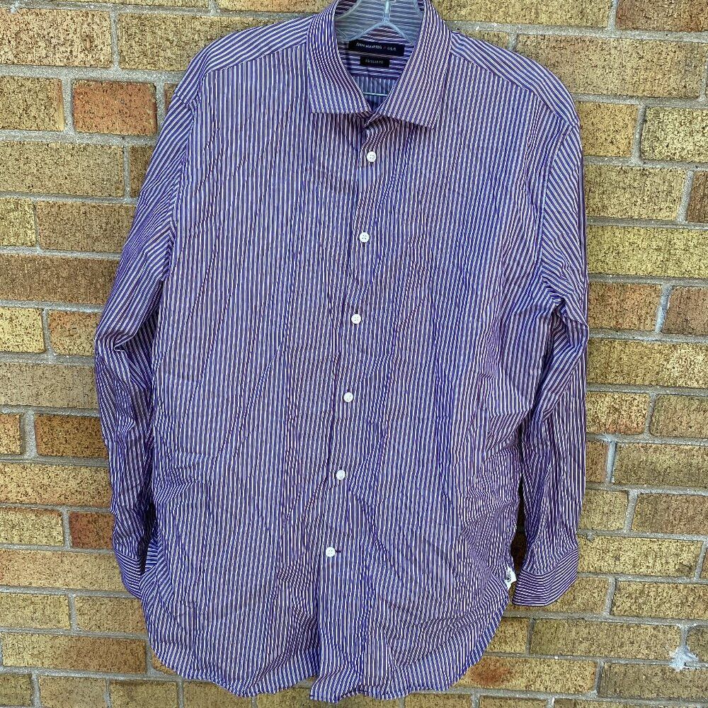 Vintage John Varvatos Striped Button Up Dress Shirt Size 16