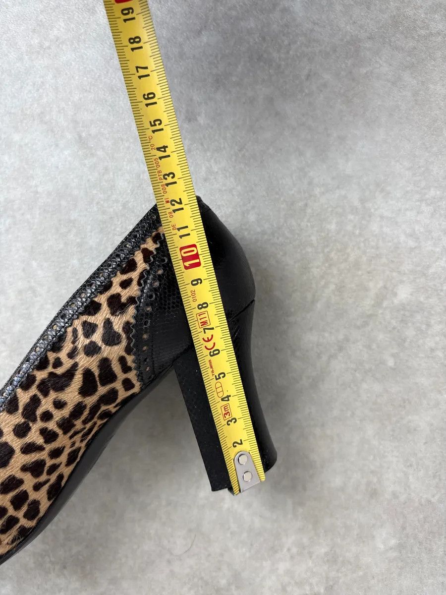 Vintage 1990s Gianni Versace Teal Leopard Pony Hair Pumps Heels Size US 8 / IT 38 - 10 Thumbnail