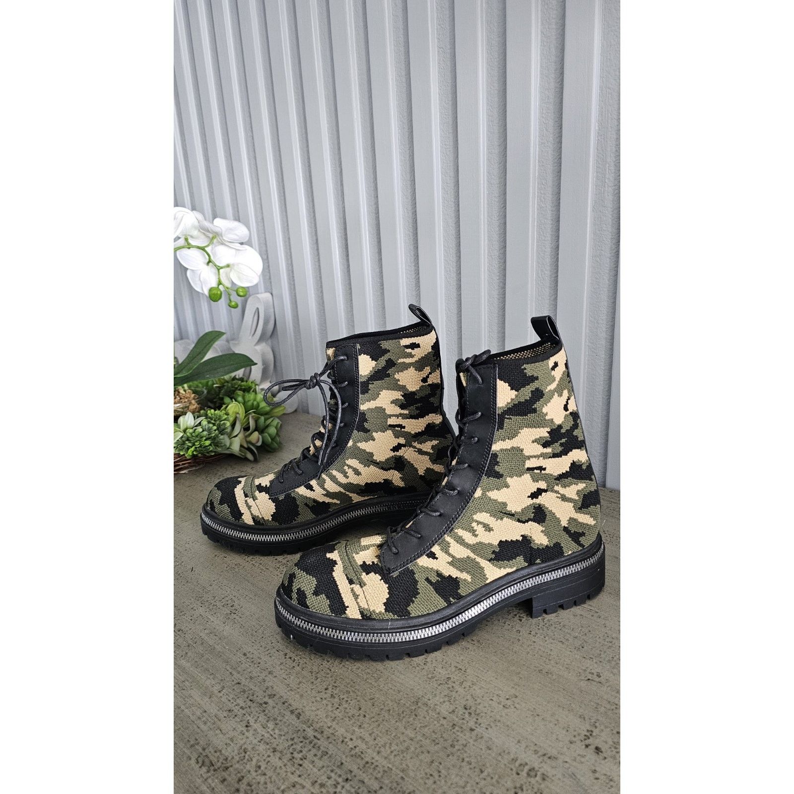 & Other Stories Camouflage Knit Combat Boots , Size 7.5 Size US 7.5 / IT 37.5 - 4 Thumbnail
