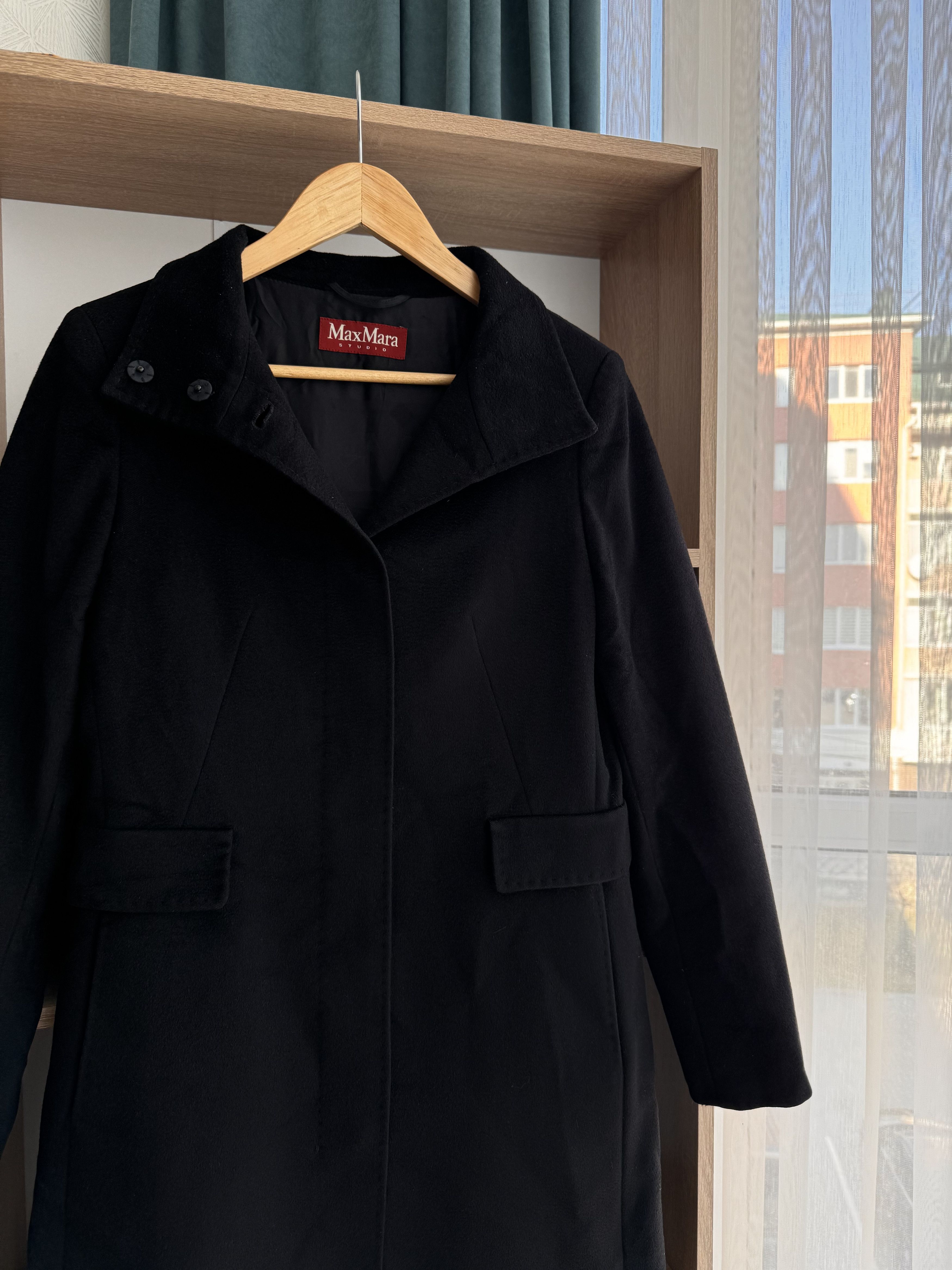 Max Mara Vintage Max Mara Studio Black Luxury W’ Wool Coat Size S / US 4 / IT 40 - 2 Thumbnail