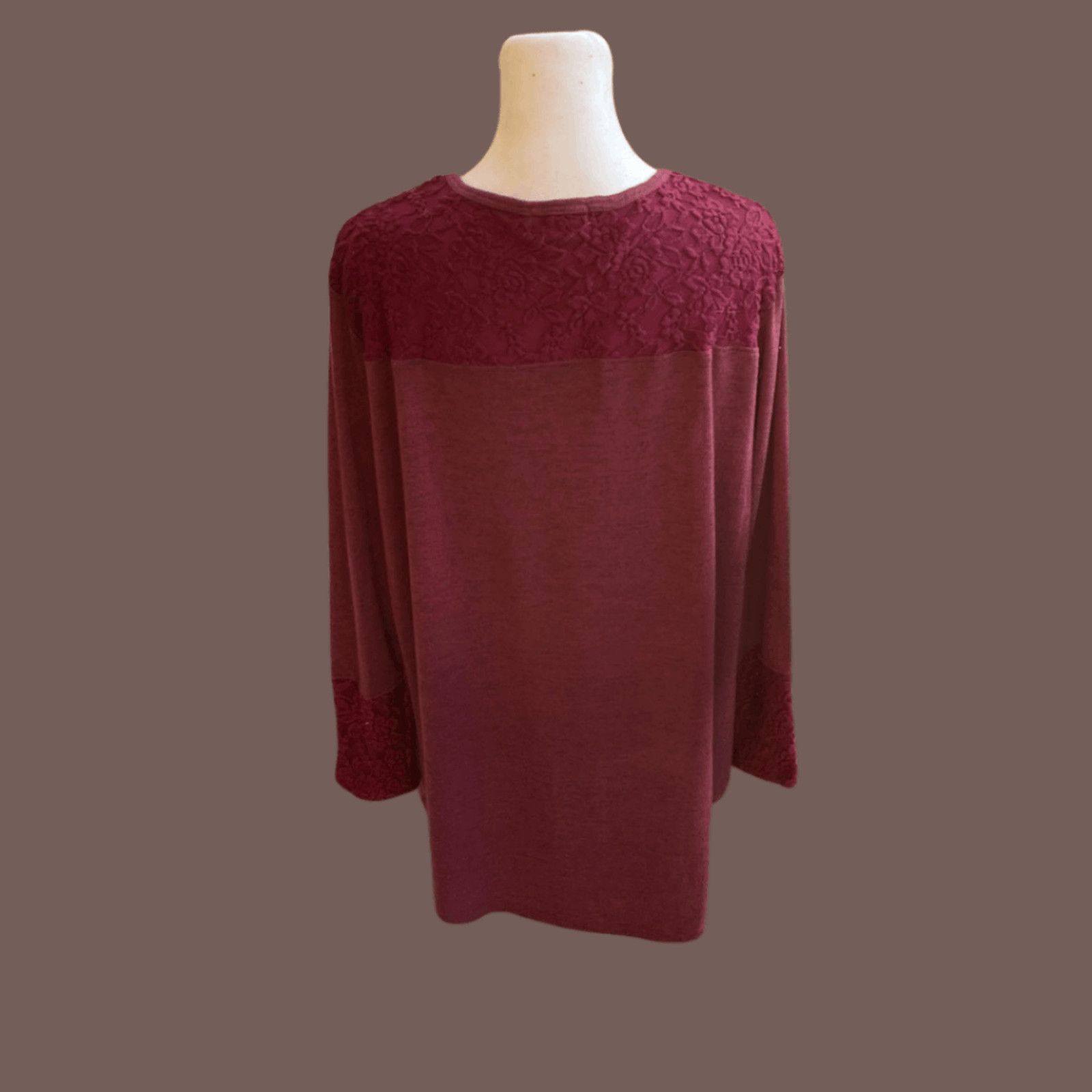 Vintage VTG Floral Top | Oneworld Red Pullover | Boho Y2K Layer Size M / US 6-8 / IT 42-44 - 2 Thumbnail