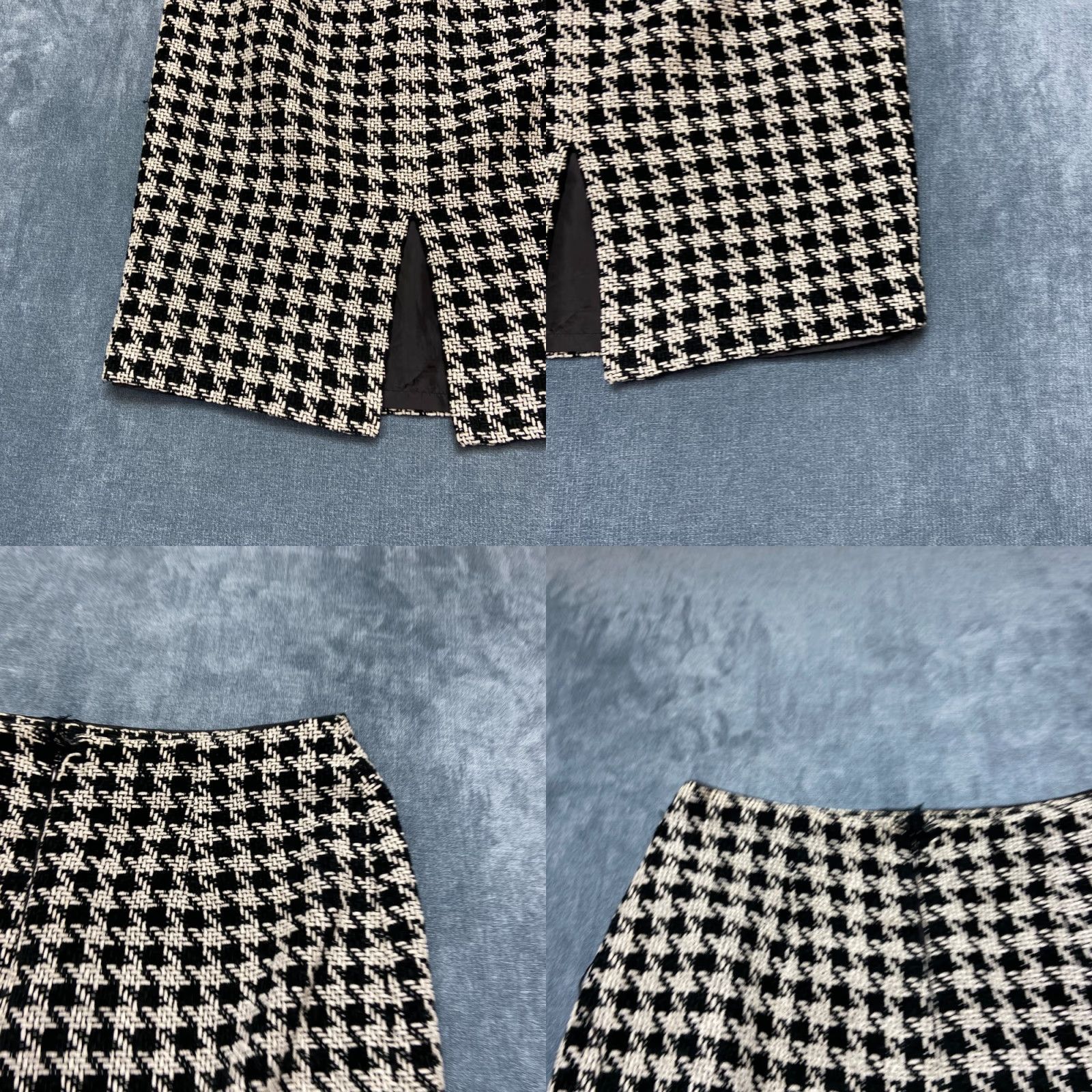 Vintage FOCUS 2000 Pencil Skirt Womens 8 White Black Houndstooth Lined Pleated Back Slit Shirt Skirt? Size 30" / US 8 / IT 44 - 9 Thumbnail