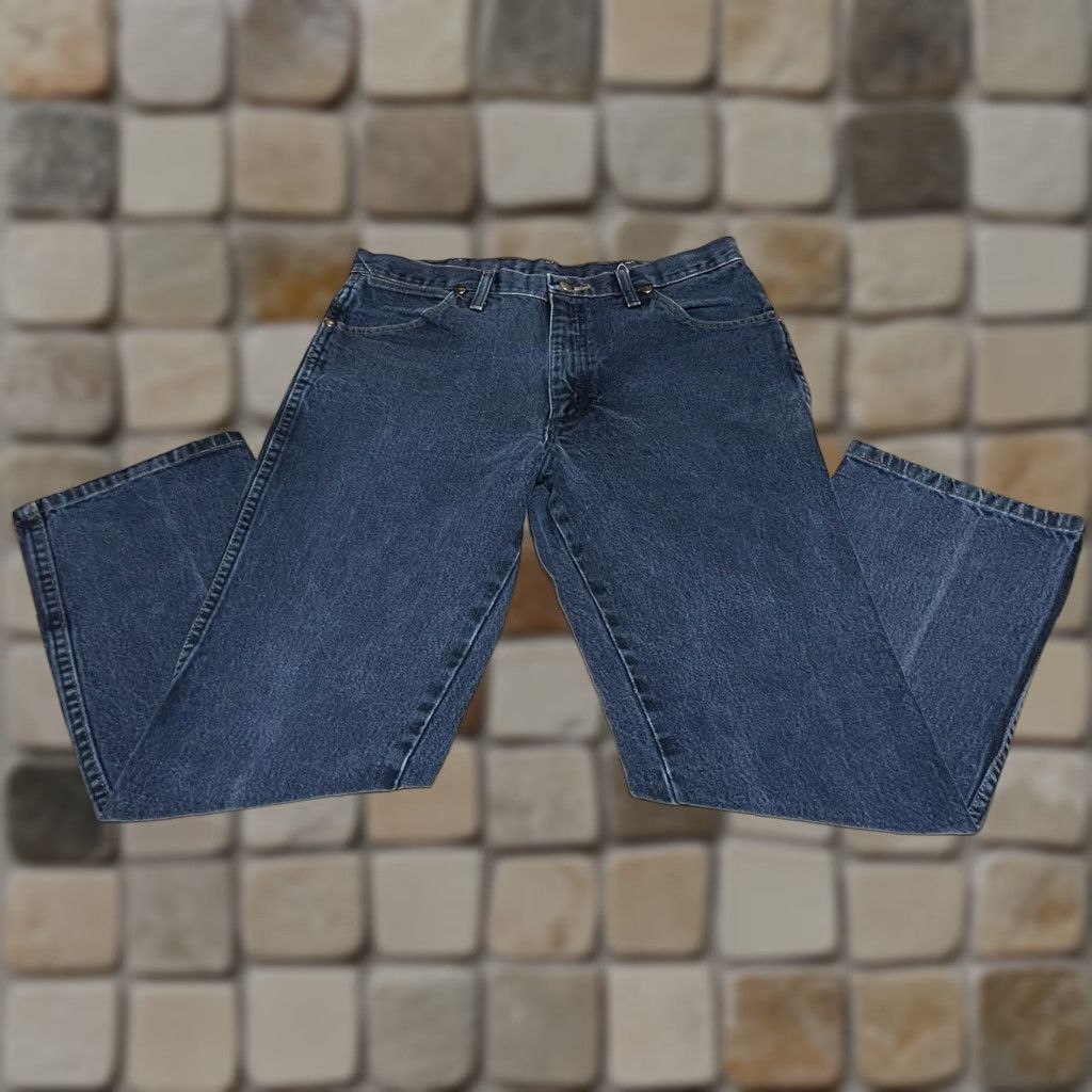 Wrangler VINTAGE Wrangler Silver Edition Jeans Cowboy Western Rodeo Denim 32x29 34x30 Solid Dark Blue Cotton Zip Button Logo Mens Regular Size US 32 / EU 48 - 1 Thumbnail