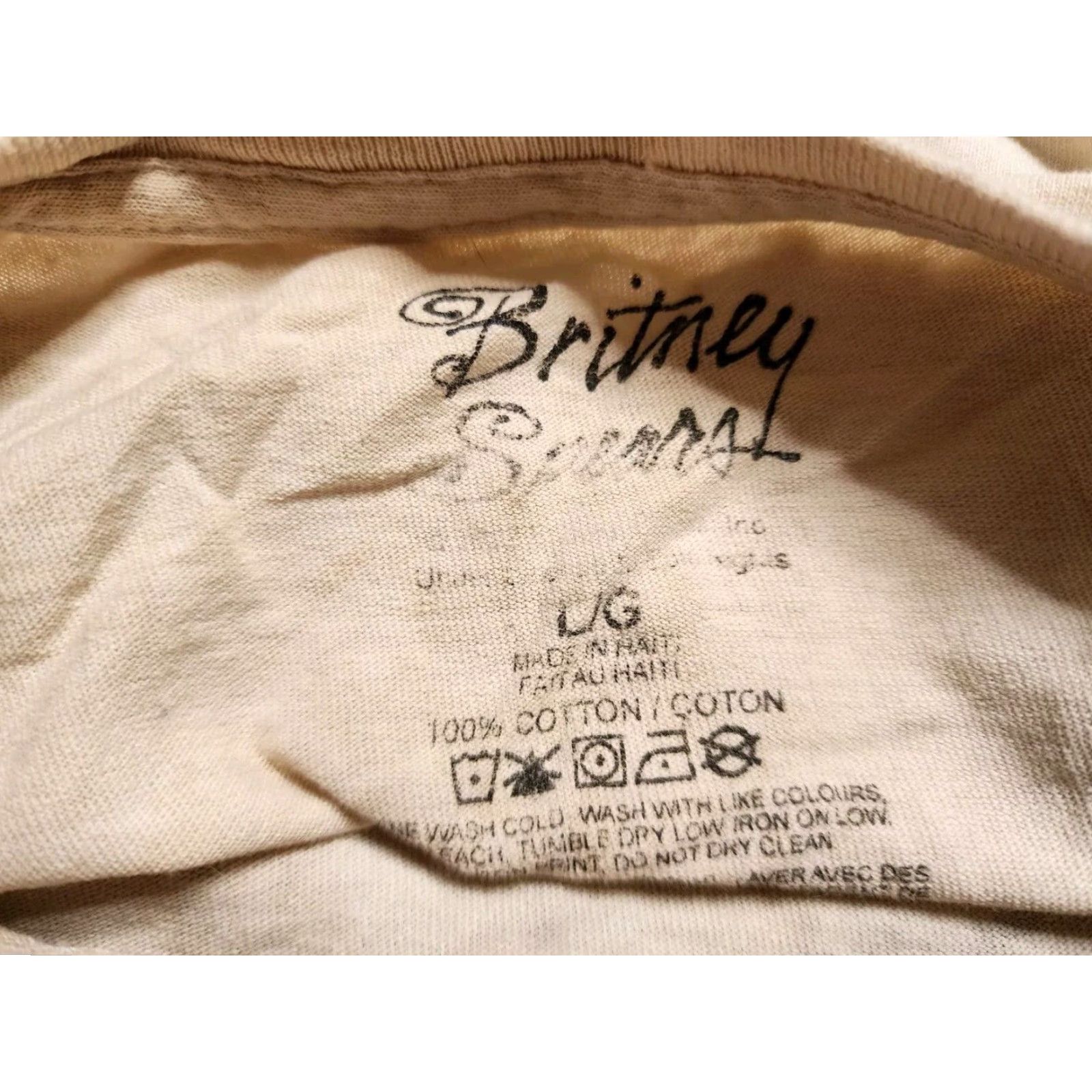 Vintage Britney Spears Band Tee Mens Large Beige Short Sleeve Cotton T Shirt Size US L / EU 52-54 / 3 - 4 Thumbnail