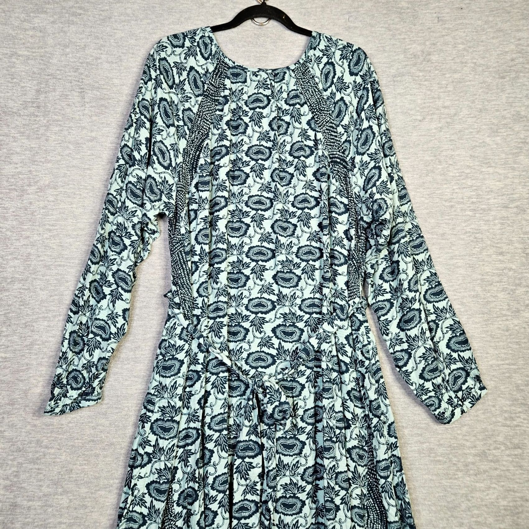Vintage Knox Rose Dress Blue Floral Long Sleeve XL Womens A-Line Bohemian NWT V-Neck Pockets Lightweight All Season Casual Size XL Size XL / US 12-14 / IT 48-50 - 3 Thumbnail