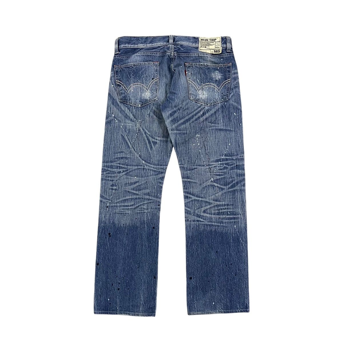 Edwin × Japanese Brand EDWIN 503 BLUE TRIP DISTRESSED PAINTED JEANS Size US 37 - 7 Thumbnail