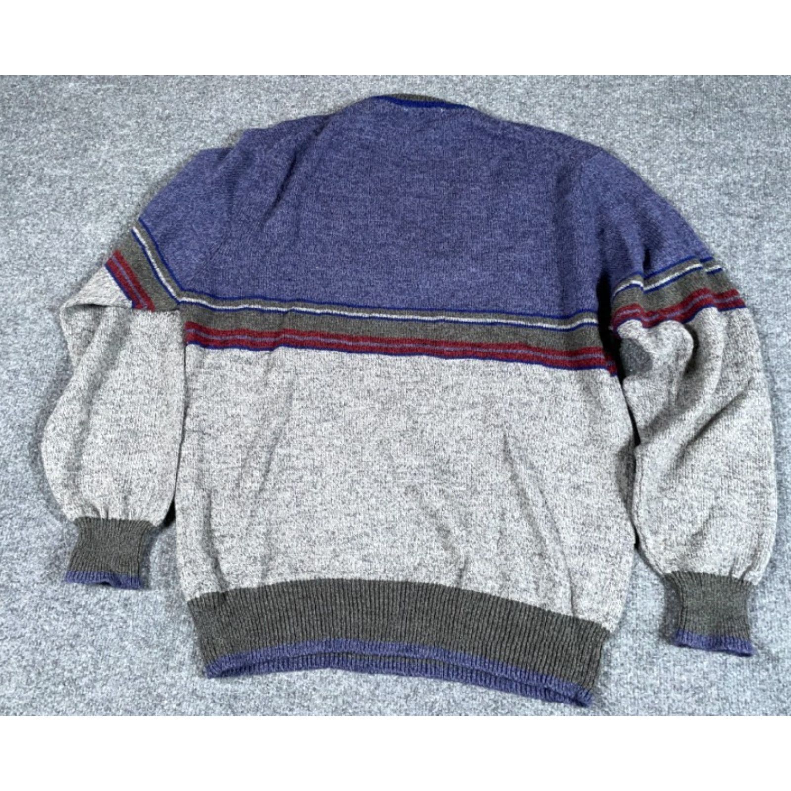 Vintage VINTAGE Sweater Main Point: Preppy Striped V-Neck Adult XL Tall Gray Blue Wool Acrylic Pullover 90s Classic Hipster Retro Preppy Mens XL Tall Size US XL / EU 56 / 4 - 2 Thumbnail