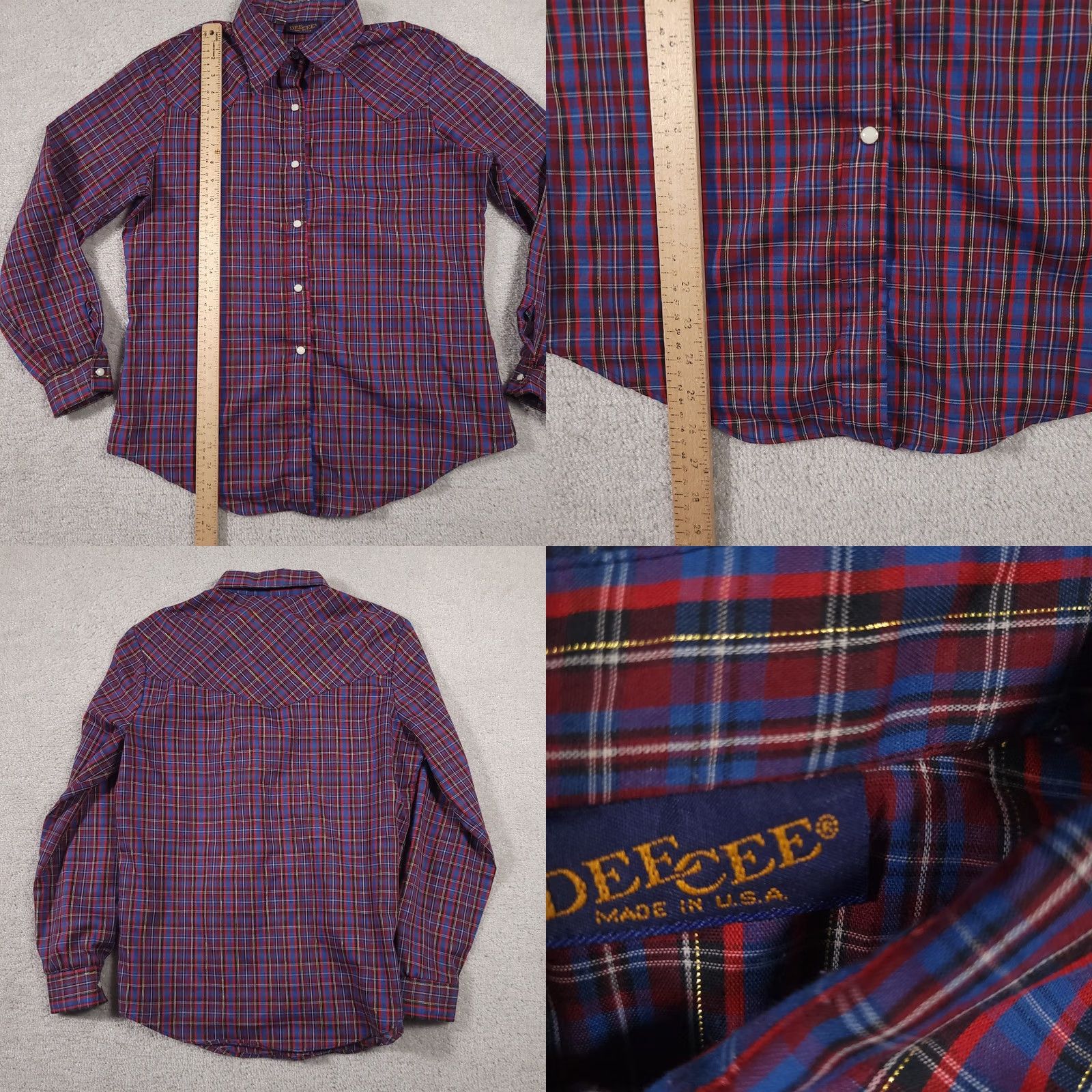 J Brand VINTAGE DEE CEE Western Pearl Snap Shirt Womens 13/14 Red Blue Plaid USA Made Shirt Mens Women Girls Size XL / US 12-14 / IT 48-50 - 8 Thumbnail