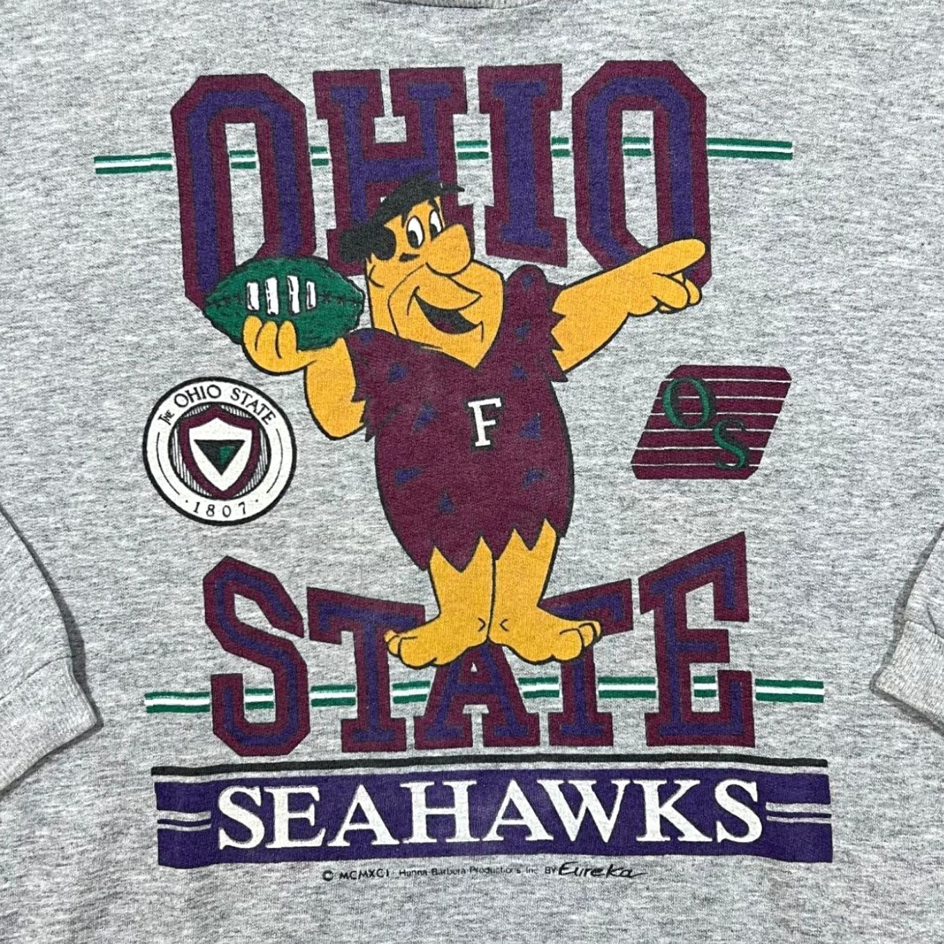 Vintage Vintage Eureka 1991 OHIO STATE SEAHAWKS The Flintstones Sports Graphic Sweatshirt Small/Medium Grey Men’s Sweatshirt Mens XS-XL Size US S / EU 44-46 / 1 - 3 Thumbnail