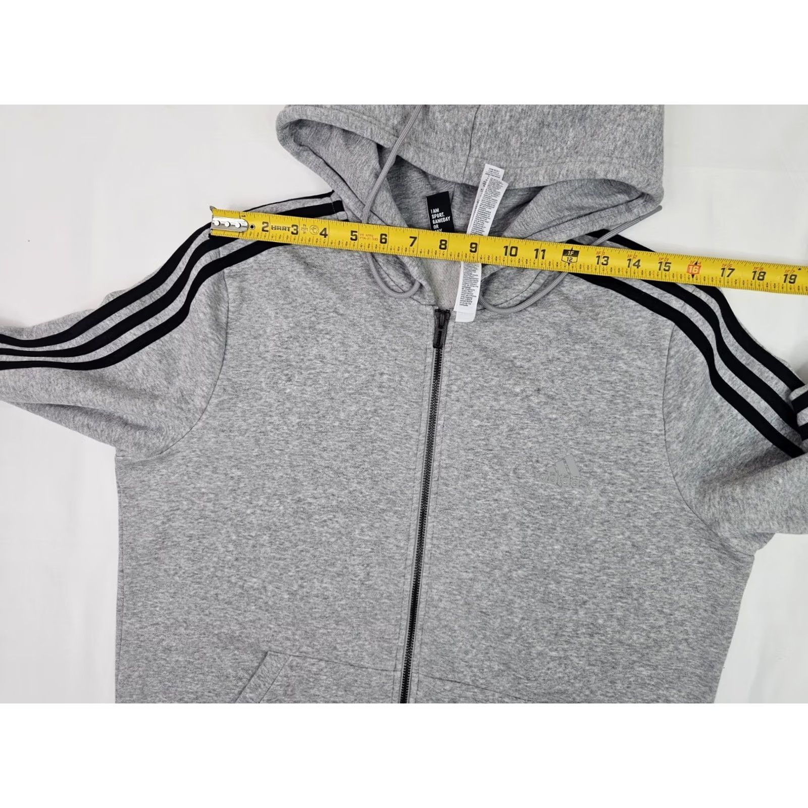 Adidas Adidas Essentials Cotton Fleece 3-Stripe Full Zip Hoodie Women XL Silver - CD2250, 3 Stripe, Full Zip, Fleece Hoodie, Womens XL Size XL / US 12-14 / IT 48-50 - 7 Thumbnail