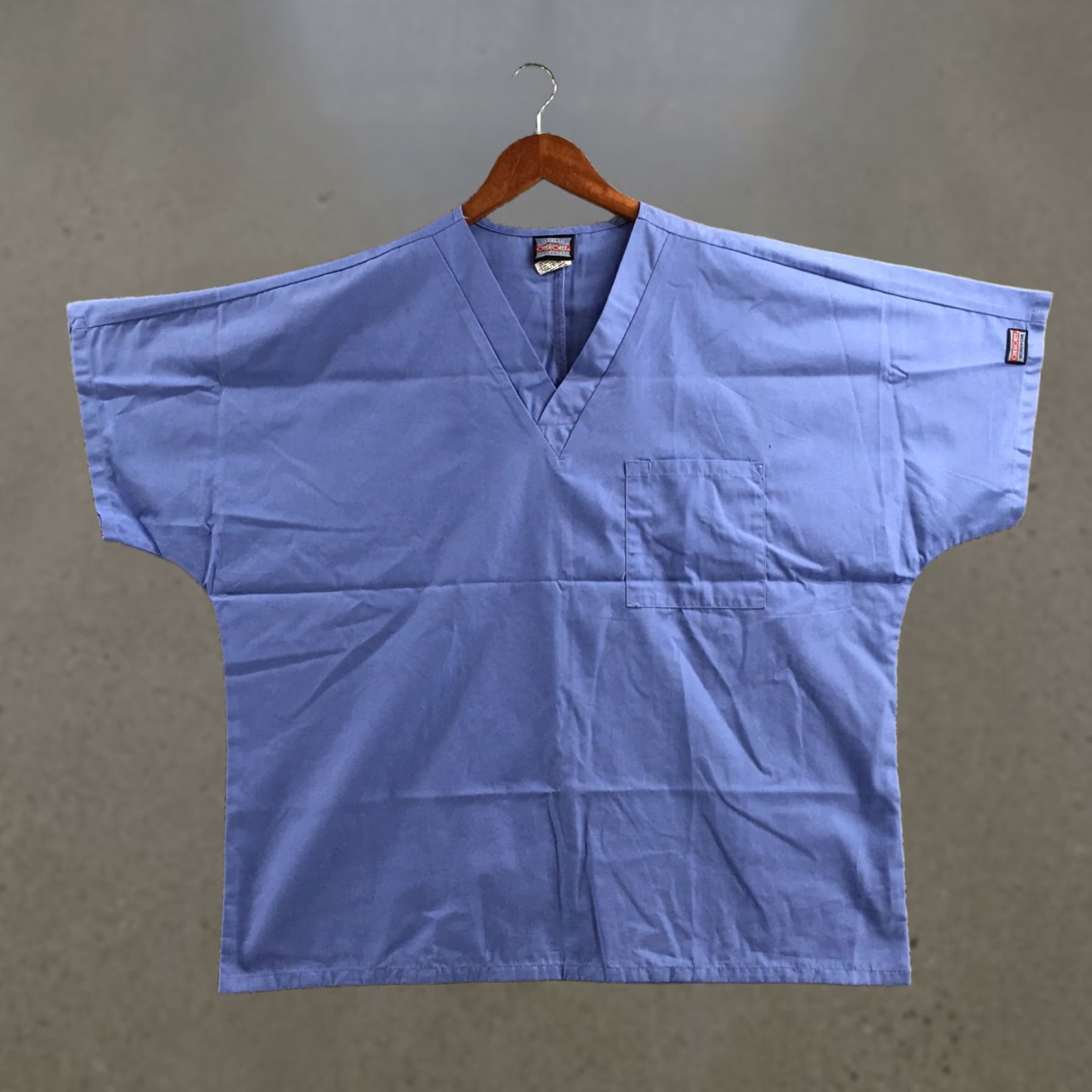 Cherokee Cherokee Workwear Scrub Tops Mens Large Blue V-Neck Short Dolman Sleeve Pocket Size US 33 - 1 Thumbnail