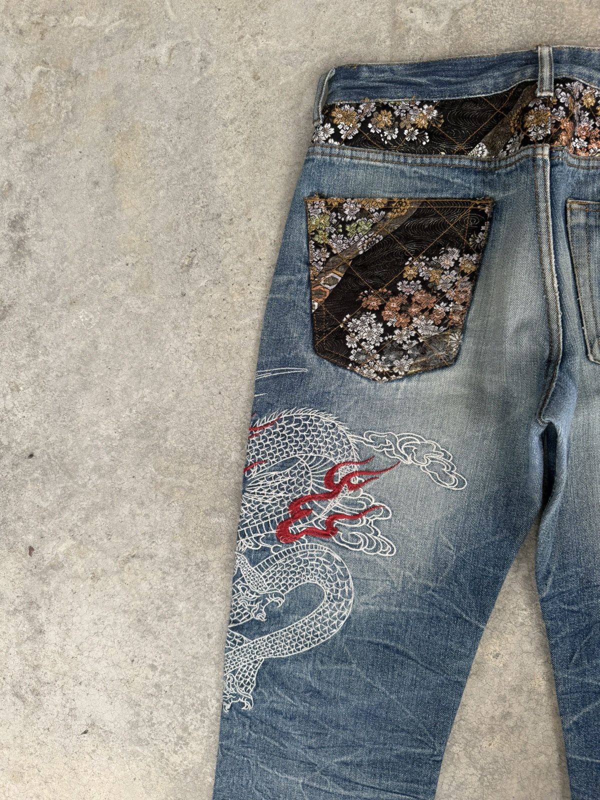 Japanese Brand Japanese Fugutaiten Embroidered Jeans Distressed Size US 33 - 9 Thumbnail