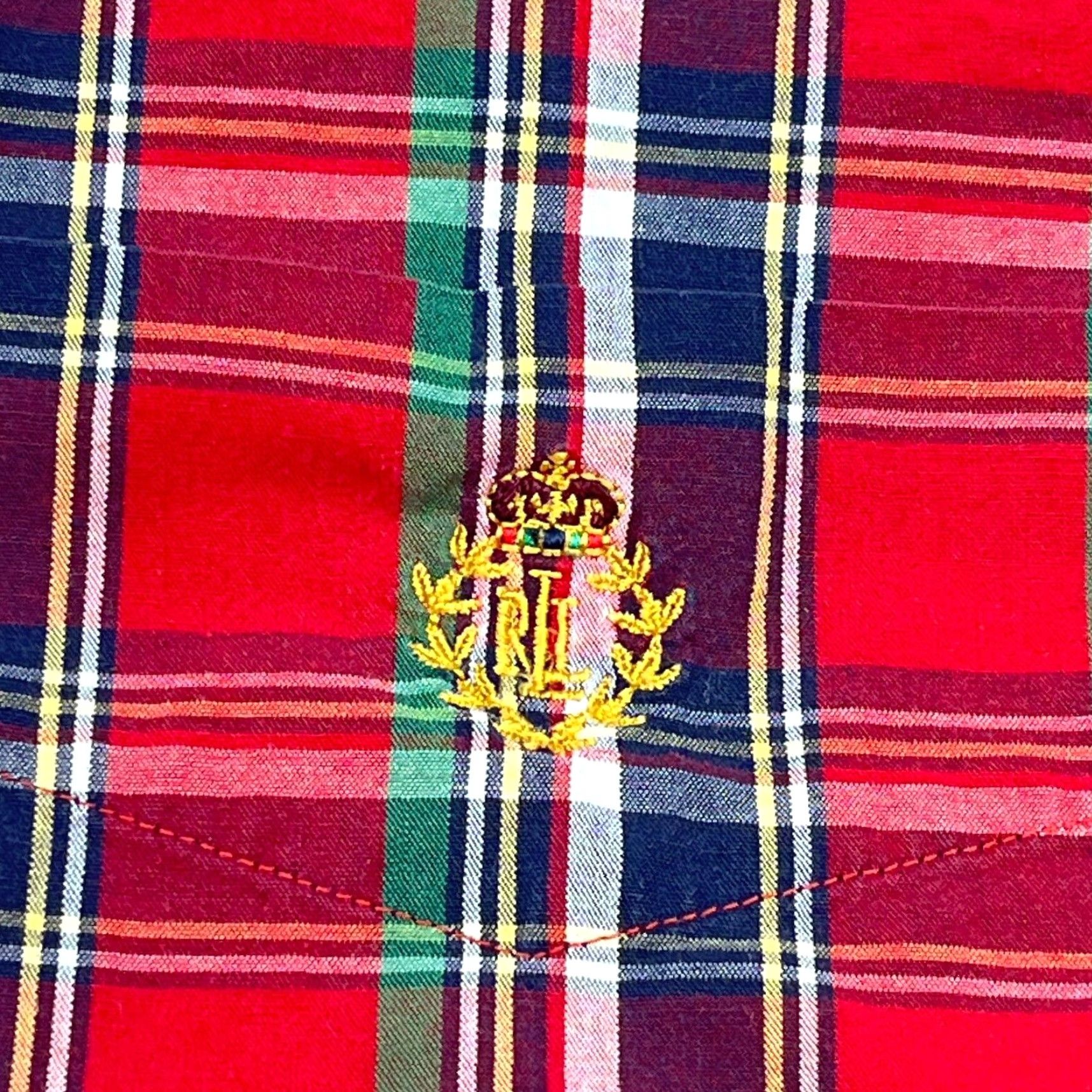 Ralph Lauren VINTAGE Lauren Ralph Lauren Shirt Men M Red Button Up Pocket Tartan Plaid Crest LRL Size US M / EU 48-50 / 2 - 3 Thumbnail