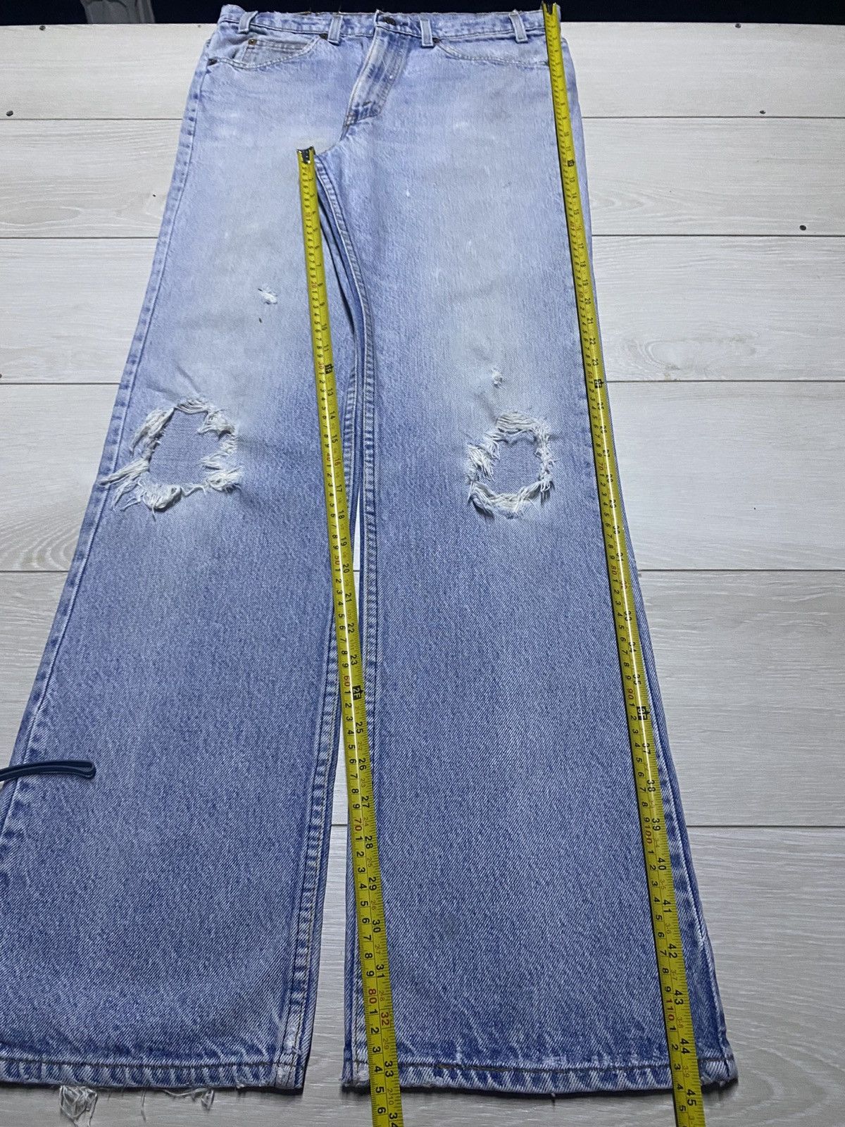 Levi's Vintage Levis 517 Orange Tab Flare Bootcut Distressed Jeans Size US 32 / EU 48 - 14 Thumbnail