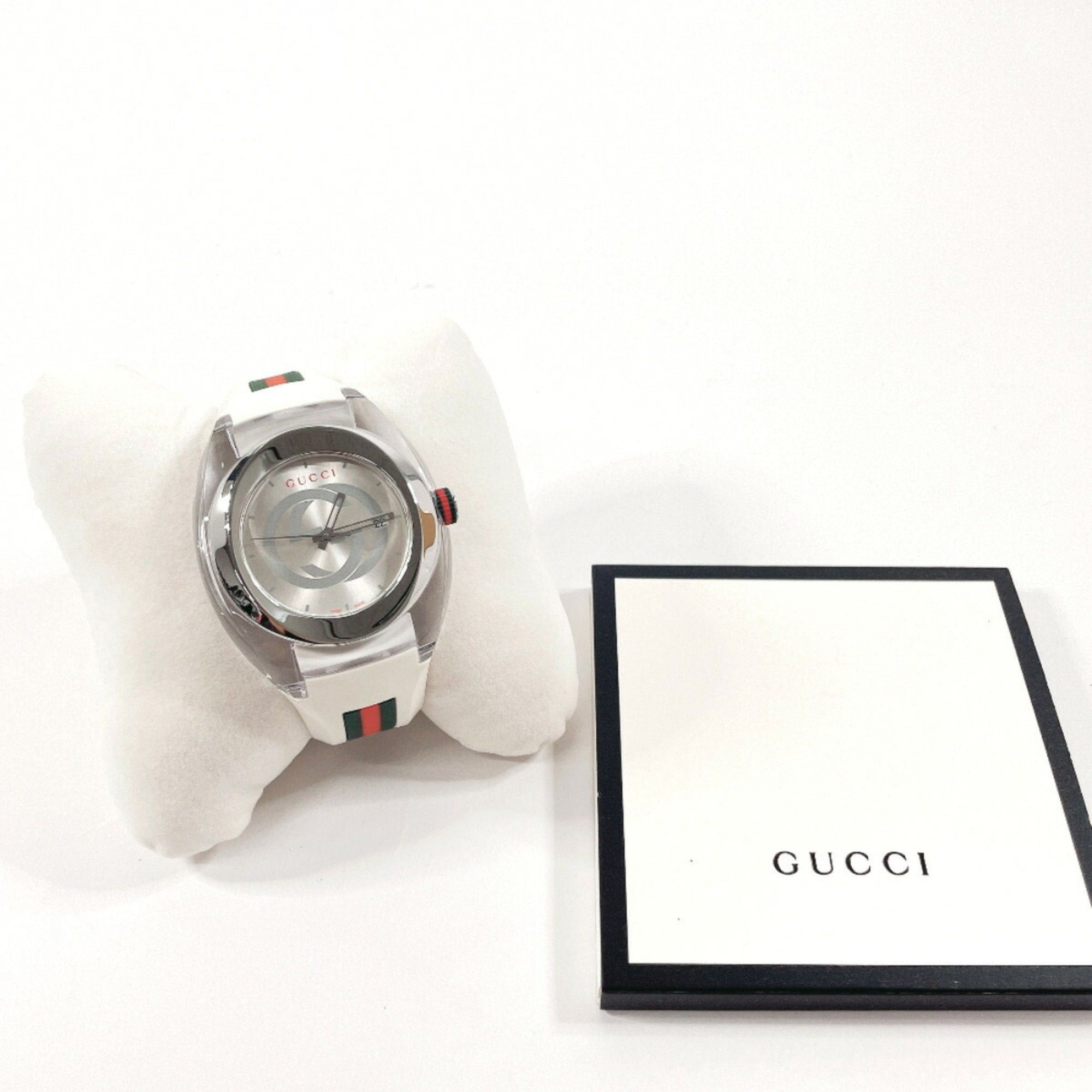 image of Gucci Sink 137.1 Watch Stainless Steel Rubber Silver Quartz Dial Men's