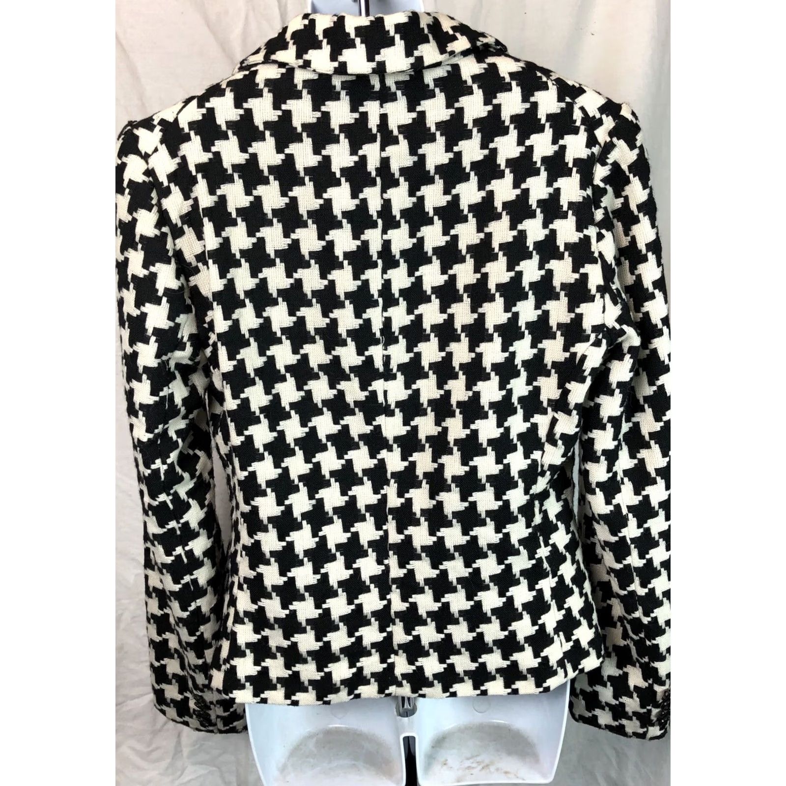 Vintage VINTAGE George By Mark Eisen Blazer 8 Blk/Ivory Houndstooth 2 Button Notch Collar Lined Short Jacket Womens Size M / US 6-8 / IT 42-44 - 3 Thumbnail