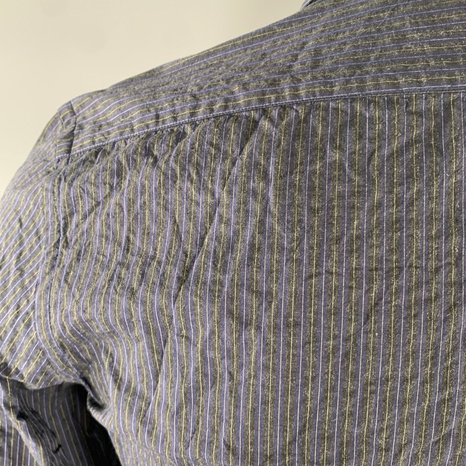Burberry BURBERRY Size S Navy Grey Pinstripe Cotton Long Sleeve Shirt Size US S / EU 44-46 / 1 - 5 Thumbnail
