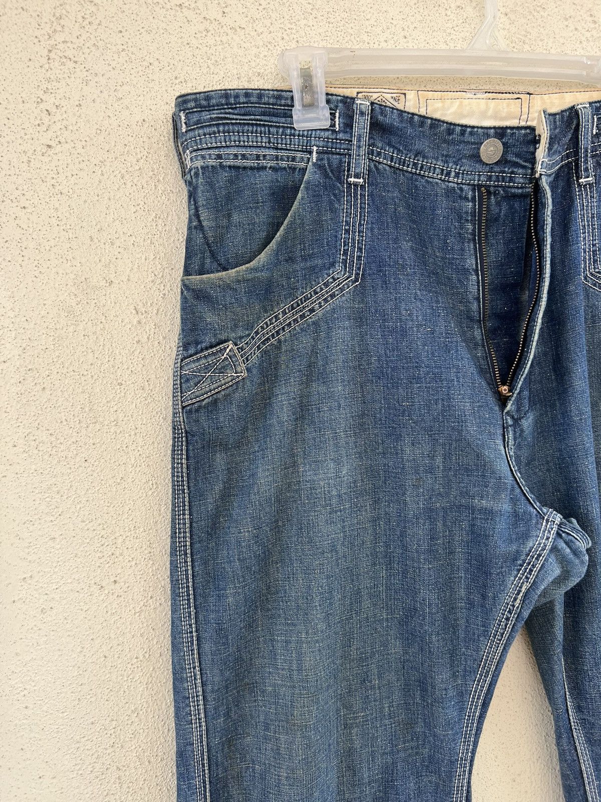 Vintage SACRIFICE Japan Union Made Dirty Muddy Denim Sailor Jeans Size US 34 / EU 50 - 8 Thumbnail
