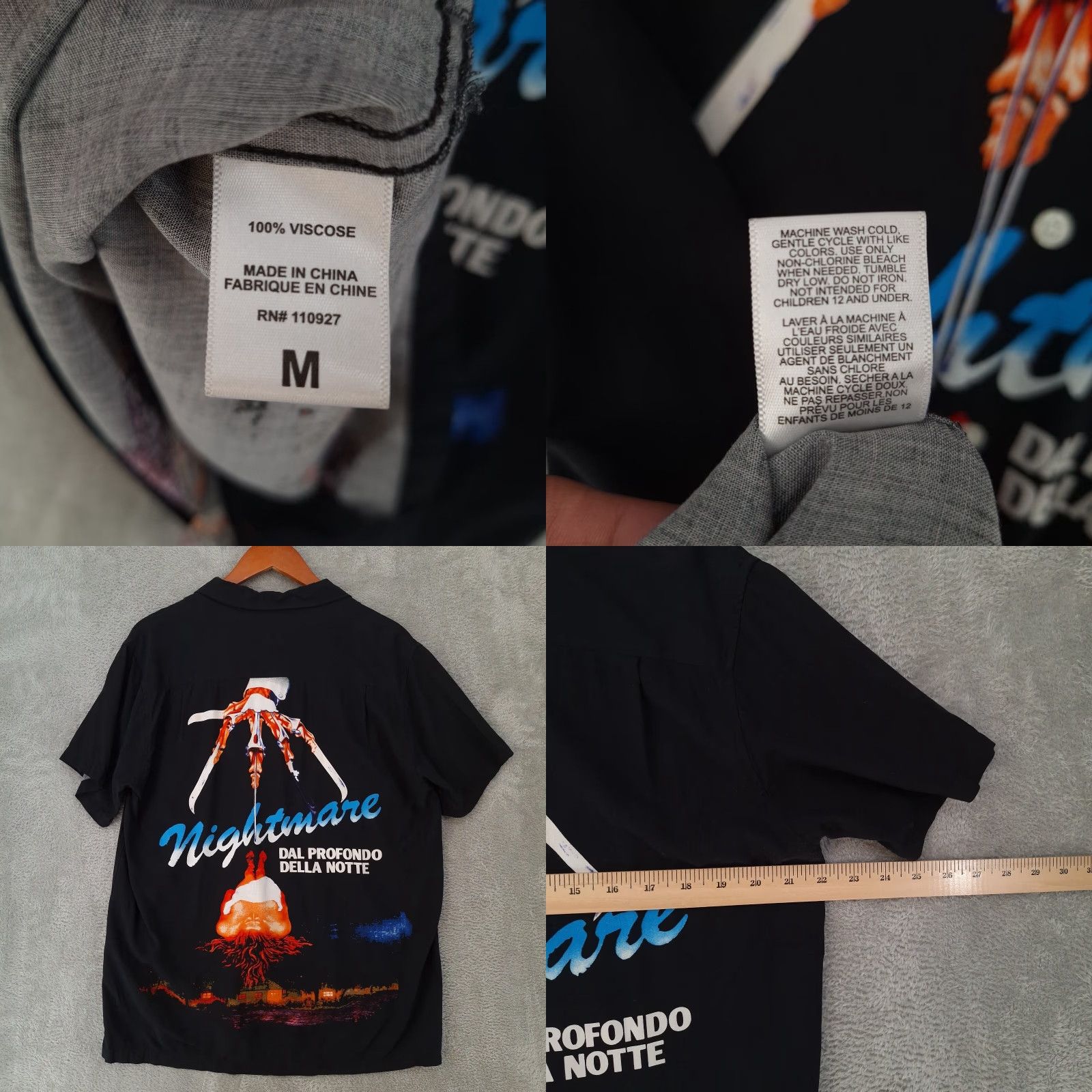 Ripple Junction Nightmare On Elm Street Shirt Men Medium Button Double-sided Horror Camp Italian Size US M / EU 48-50 / 2 - 8 Thumbnail