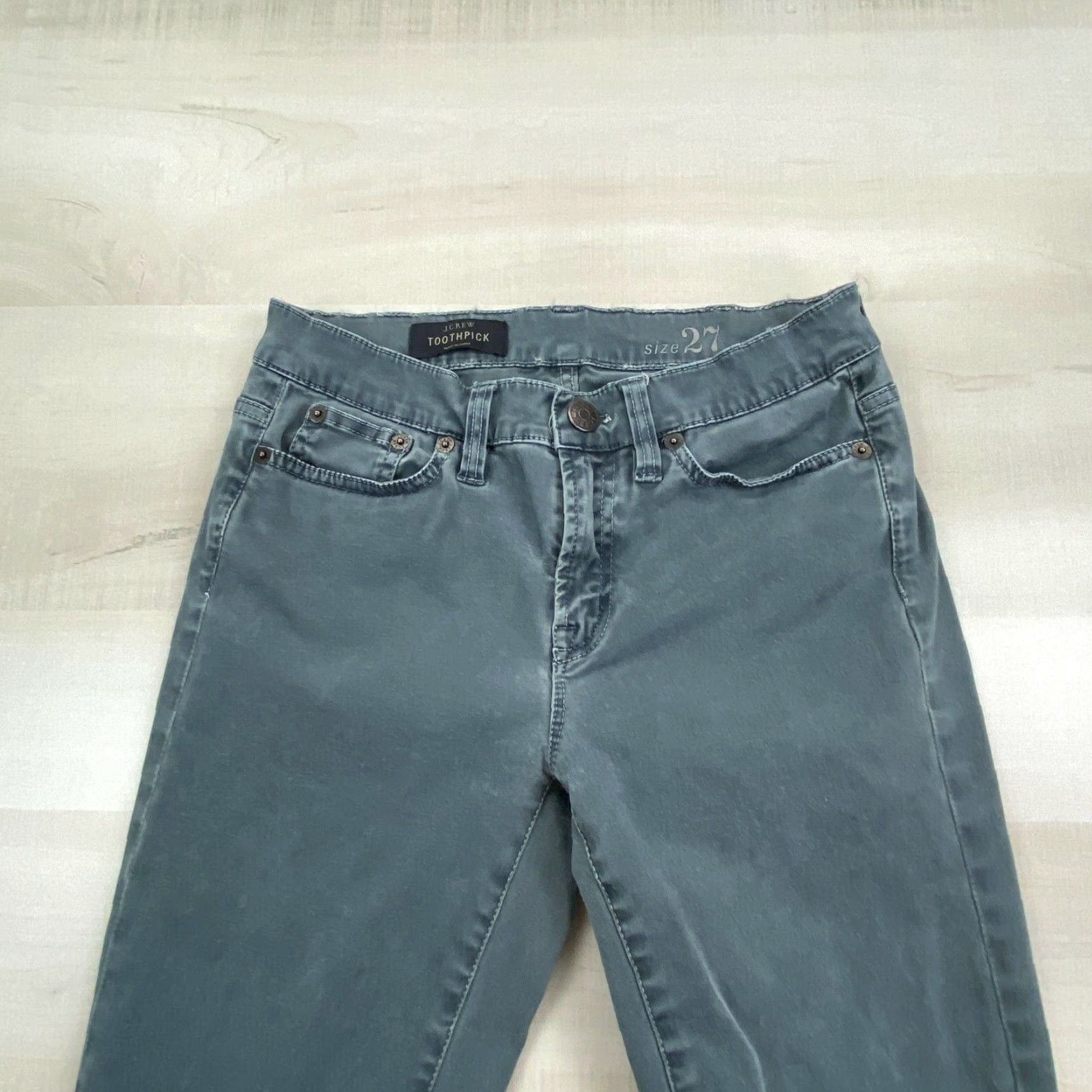 J.Crew J Crew Womens Skinny Jeans Green Toothpick Low Rise Stretch 27 Size 27" / US 4 / IT 40 - 2 Thumbnail