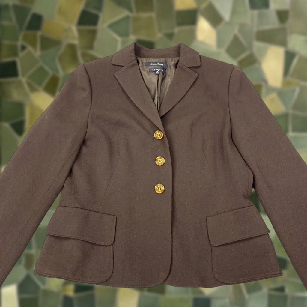 Evan Picone Evan-Picone Womens Blazer Jacket Size 8 Brown Lined Pockets Button Up Stretch Classic Short Coat/ Jacket/ Blazer Women Brown 8 Size M / US 6-8 / IT 42-44 - 1 Thumbnail