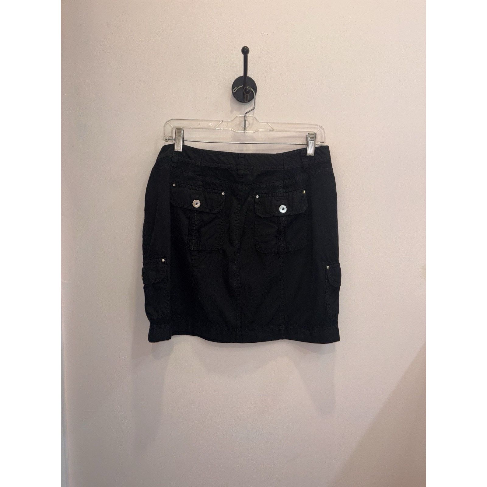 White House Black Market Y2K Black Cargo Mini Skirt Silver Hardware Pockets Goth Sz M Size 29" - 10 Thumbnail