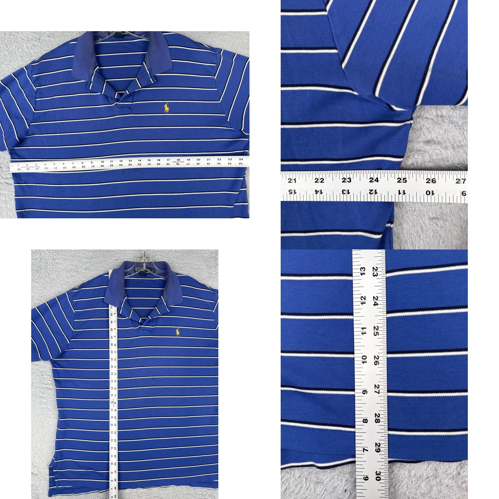 Ralph Lauren VINTAGE Ralph Lauren Polo Shirt Men XL Blue Striped 100% Cotton Slim Fit Polo 70s Theme Mens Size US XL / EU 56 / 4 - 8 Thumbnail