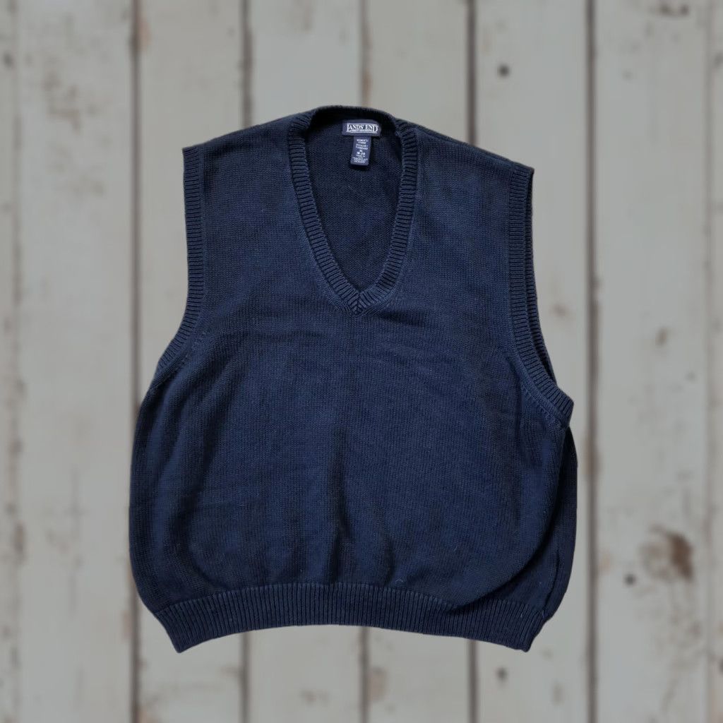 Lands' End Lands' End Sweater Vest Womens XL Navy Blue V Neck Pullover Made in USA Shirt Womens XL Navy blue V-neck Vest Cotton Knit Pullover Size XL / US 12-14 / IT 48-50 - 1 Thumbnail