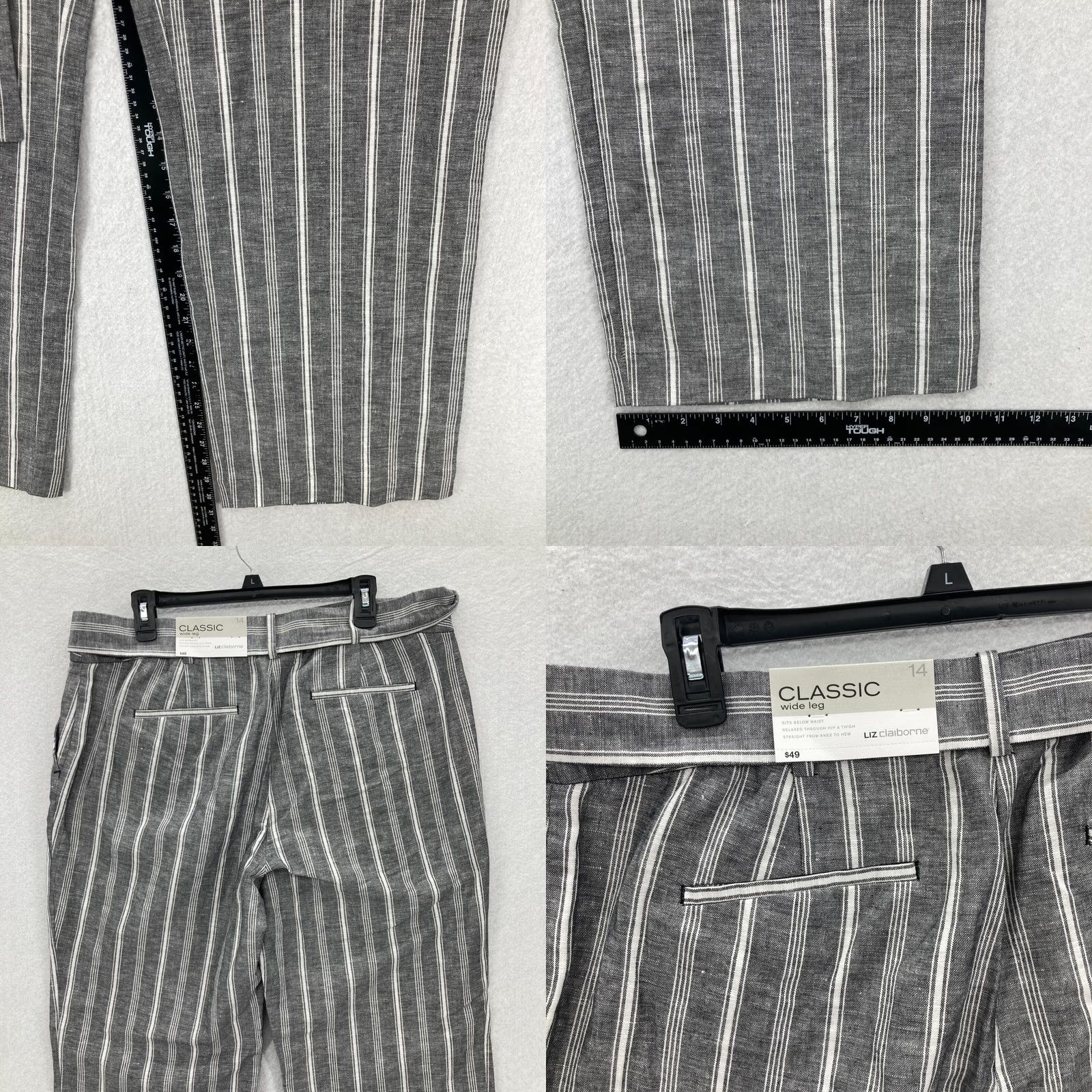Liz Claiborne Liz Claiborne Pants Womens Size 14 Gray Linen Blend Straight Leg NWT Classic Fit 31in Inseam Ladies Size 36" / US 14 / IT 50 - 8 Thumbnail