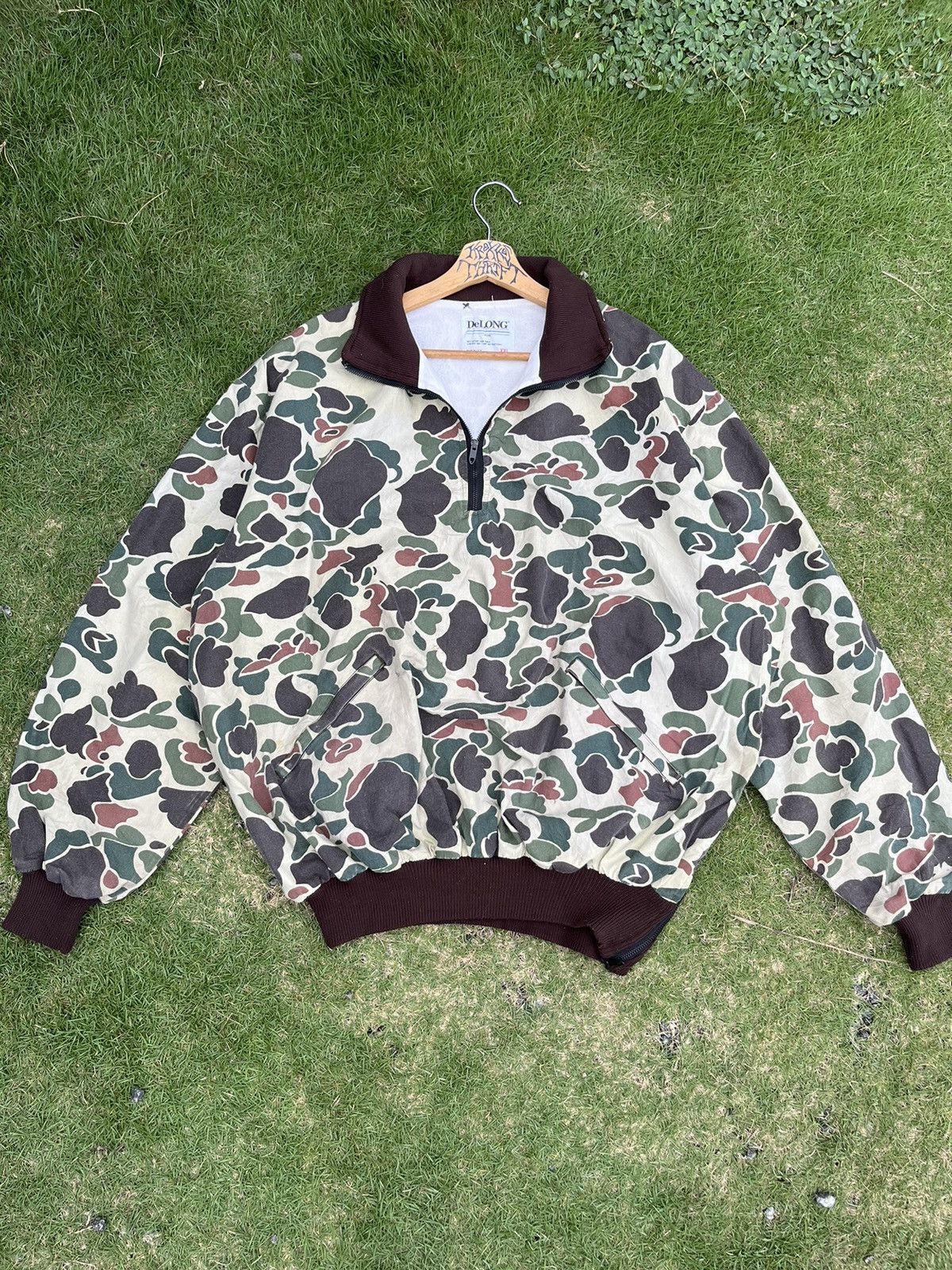 Delong × Vintage RARE Vintage Delong Camouflage Half Zipper Jacket 90s USA Size US XXL / EU 58 / 5 - 1 Thumbnail