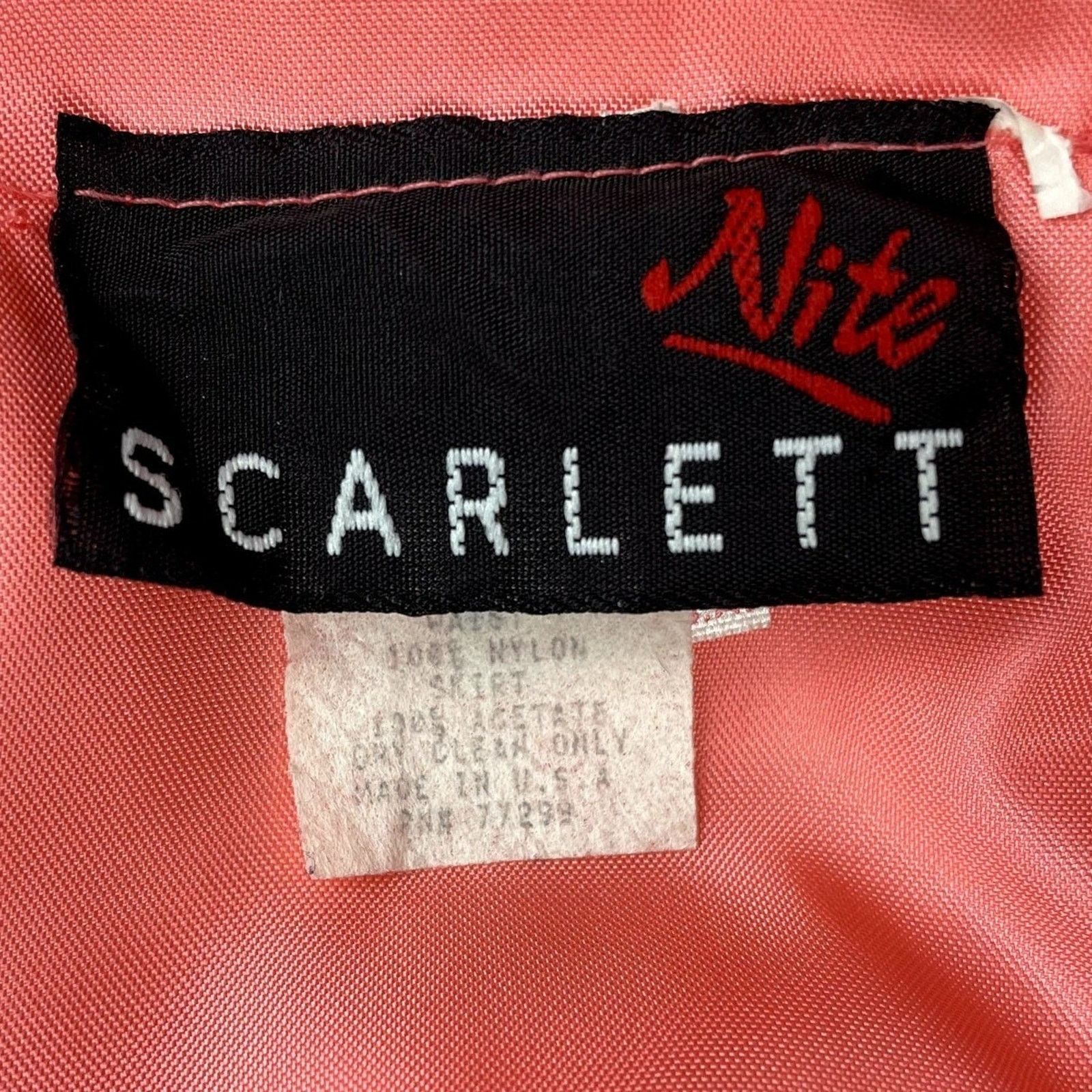 Vintage 80s SCARLETT NITE Womens Dress (8) Pink Lace Satin Mini Size M / US 6-8 / IT 42-44 - 9 Thumbnail
