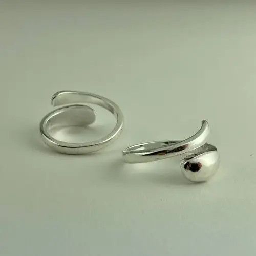 Handmade × Jewelry Spiral Adjustable Sterling Silver Plated Ring Size ONE SIZE - 2 Thumbnail