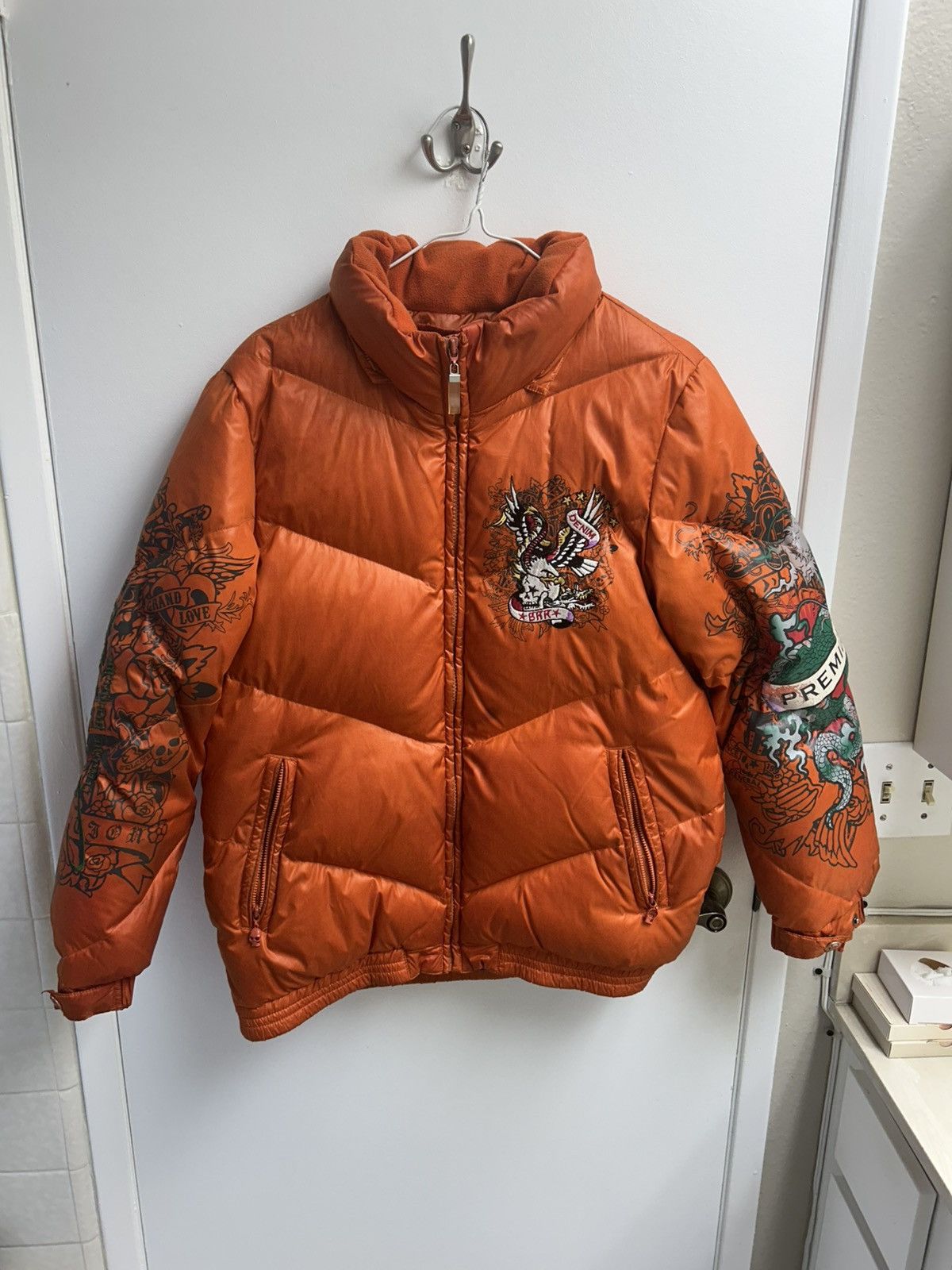 Vintage Denim Bar Vintage Ed Hardy Style Puffer Jacket With Fur Hood Size US S / EU 44-46 / 1 - 3 Thumbnail