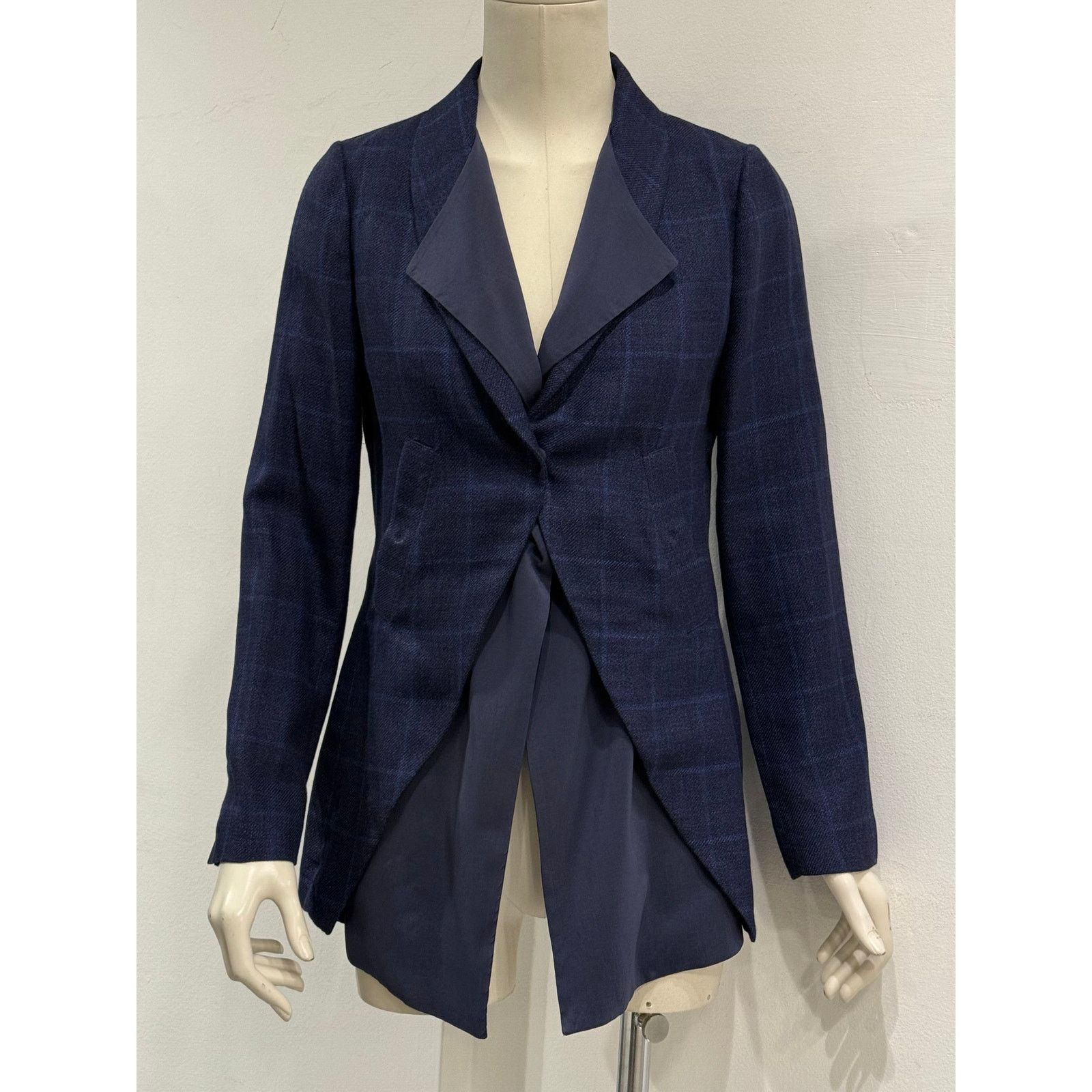 Brunello Cucinelli 2000s Brunello Cucinelli double layer V-shape tartan blazer Size 40R - 3 Thumbnail