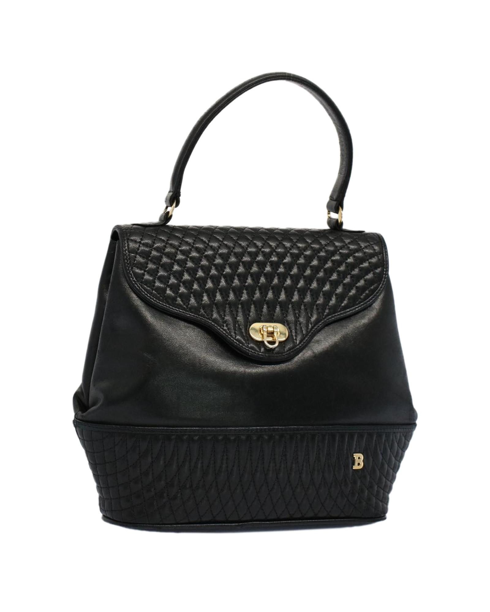 image of Bally Authentic Black Leather Hand Bag, Women's