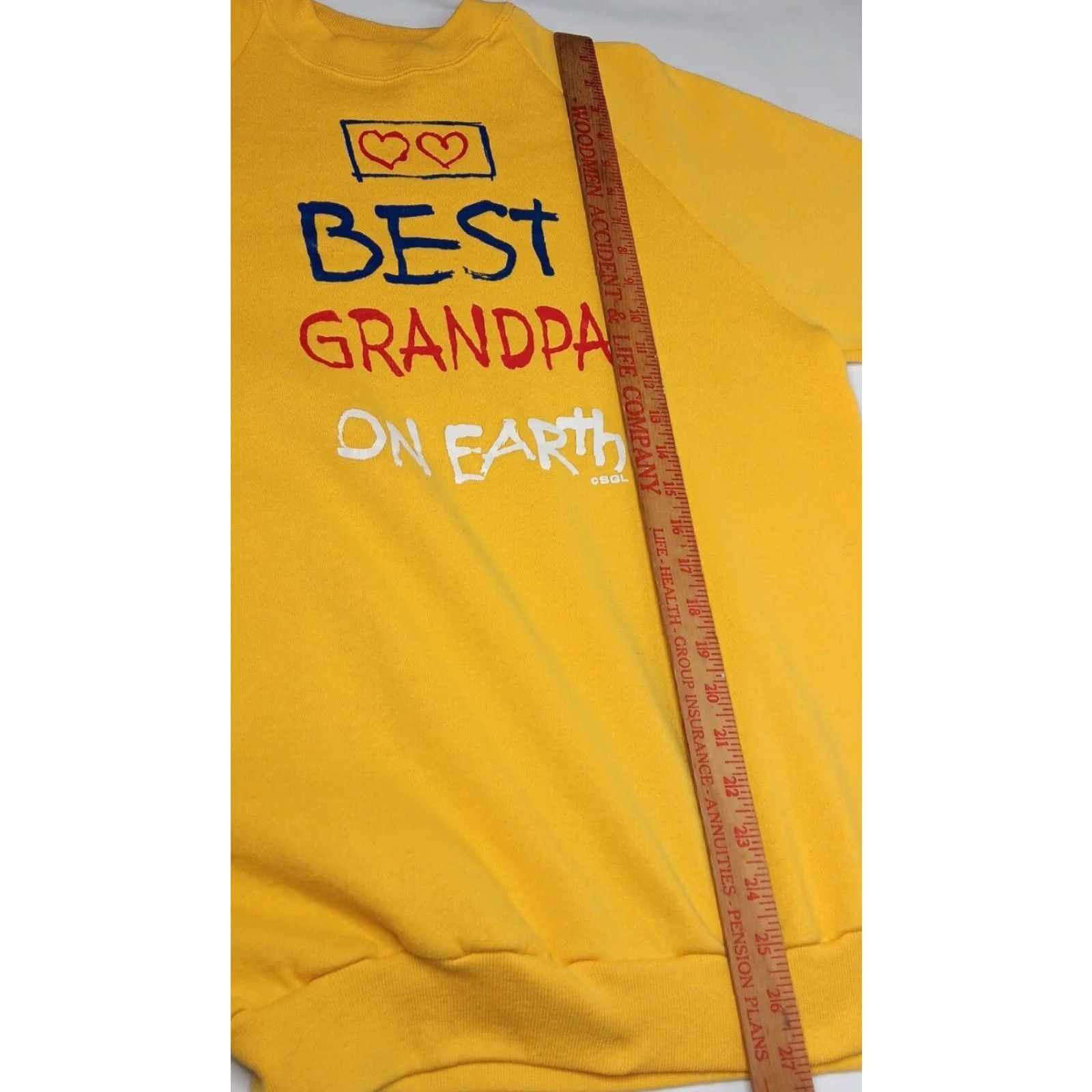 Vintage VINTAGE B.J. Design Grandpa on Earth Sweatshirt Crewneck USA Made Large Yellow Raglan Long Sleeve Men's Regular L Graphic Print Size US L / EU 52-54 / 3 - 7 Thumbnail