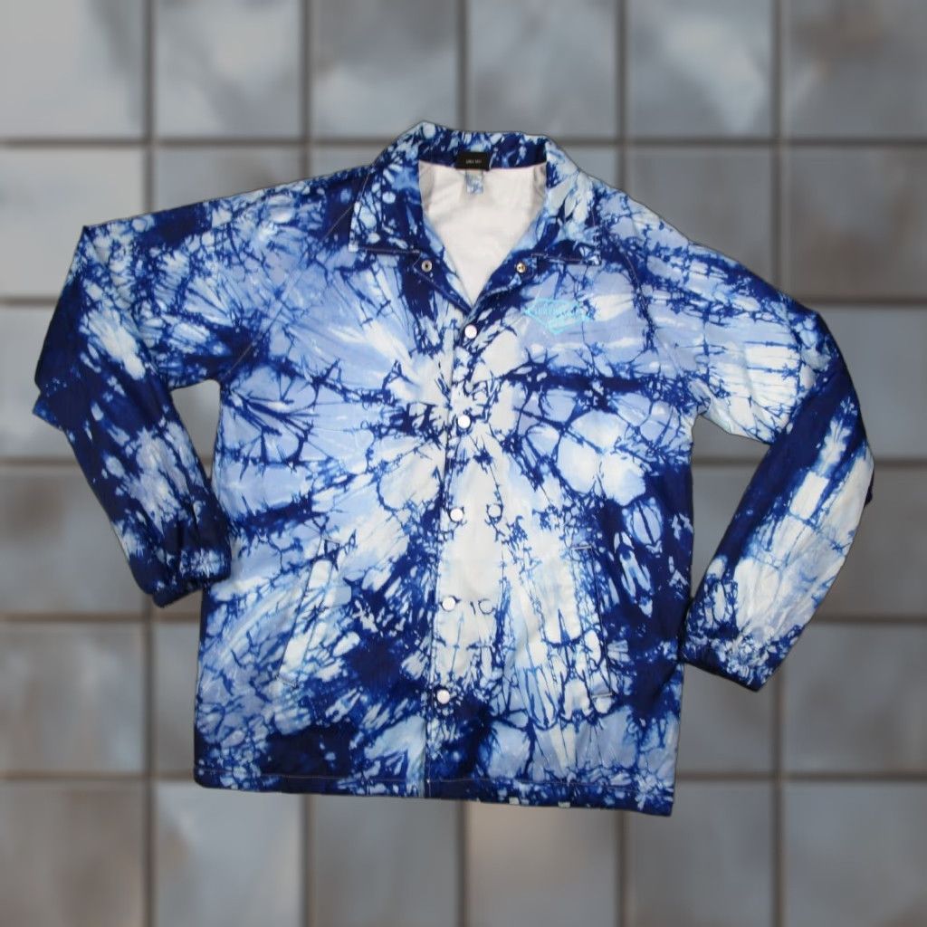 Vintage Jacks Surfboards Jacket Mens Large Blue Tie Dye Snap Up Surf Skate California Size US L / EU 52-54 / 3 - 1 Thumbnail
