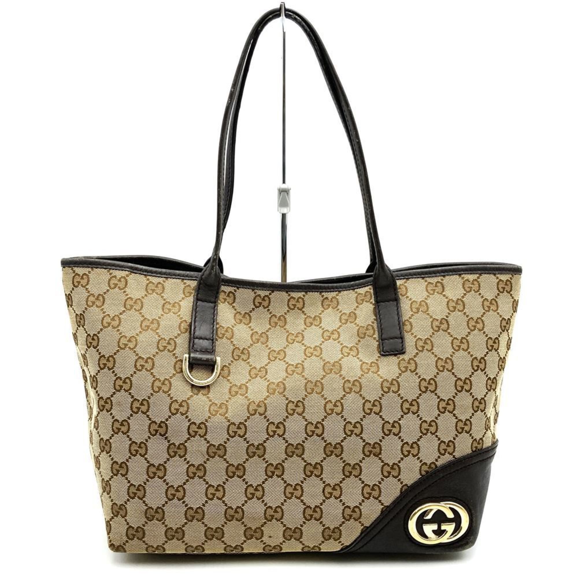 Gucci 169946 GG Canvas Abby Tote Bag Shoulder Brown Khaki Beige Leather Women's Itd041Gk0Jkm
