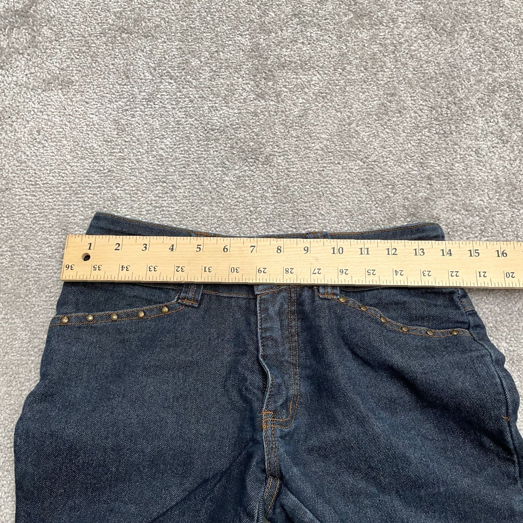 Denime Feng Bootcut Denim Jeans Juniors 28 Blue Dark Wash Mid Rise 100% Cotton 5-Pocket City Modern Women Jeans 28x27 Size 28" / US 6 / IT 42 - 7 Thumbnail
