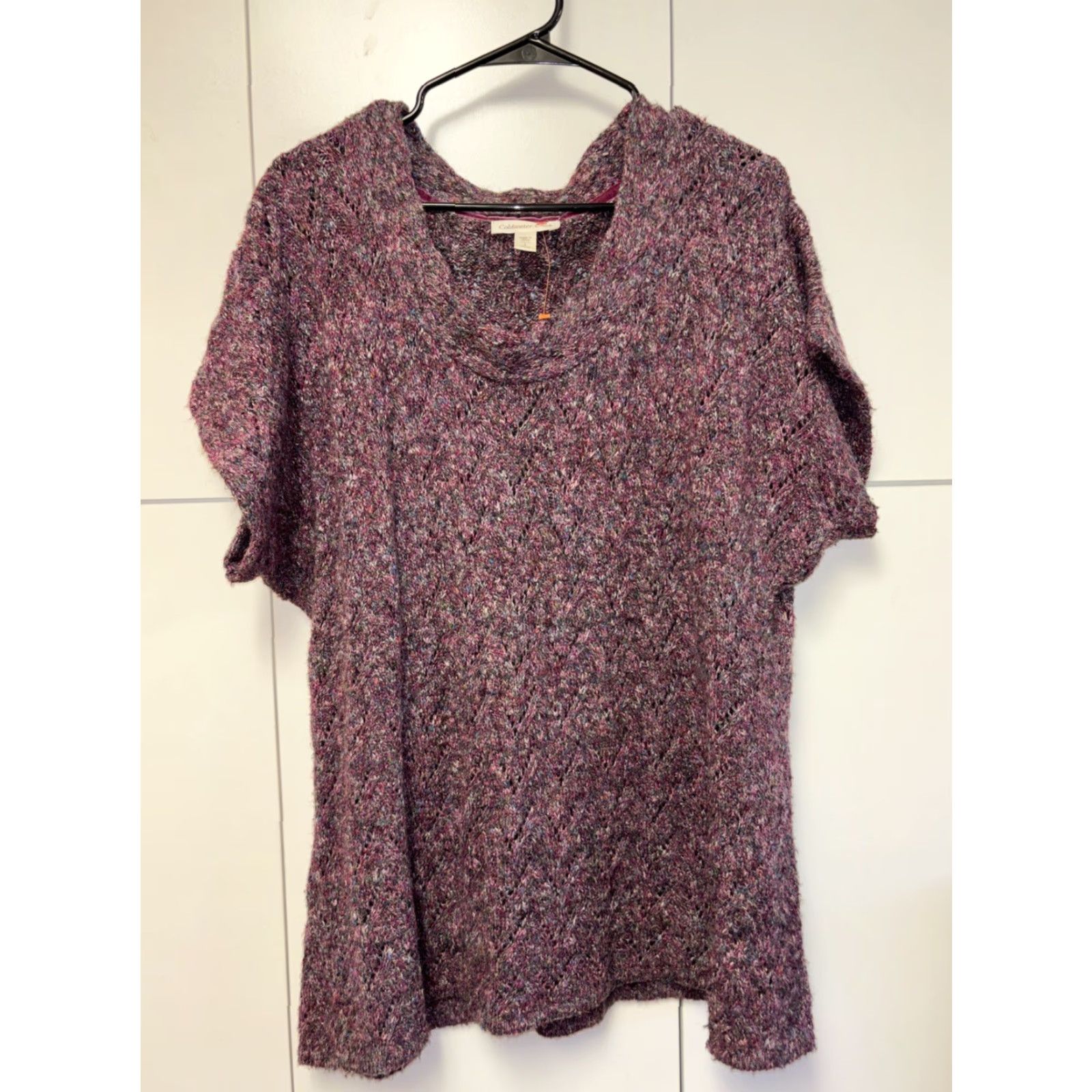 Coldwater Creek Coldwater Creek Women L Sweater Short Sleeve Purple Speckled Knit Pullover Size L / US 10 / IT 46 - 2 Thumbnail