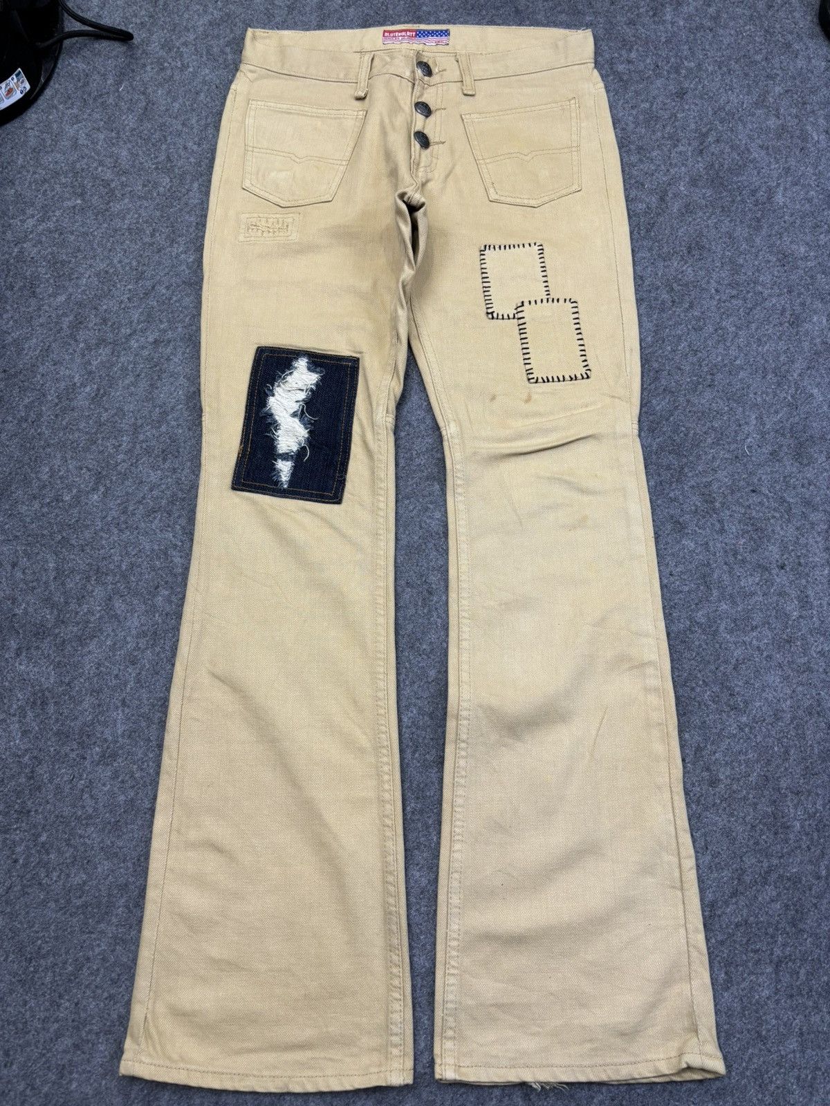Japanese Brand 💥SuperFlare💥BLUTENBLUT Rare Distrssed Patchwork Denim F903 Size US 31 - 12 Thumbnail