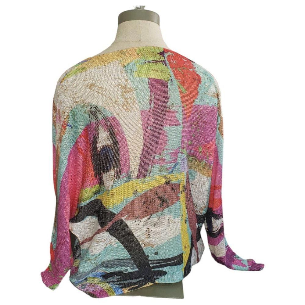 Designer CT890 Italian Ladies Abstract Colorful 3/4 Sleeve Sweater S Size S / US 4 / IT 40 - 3 Thumbnail