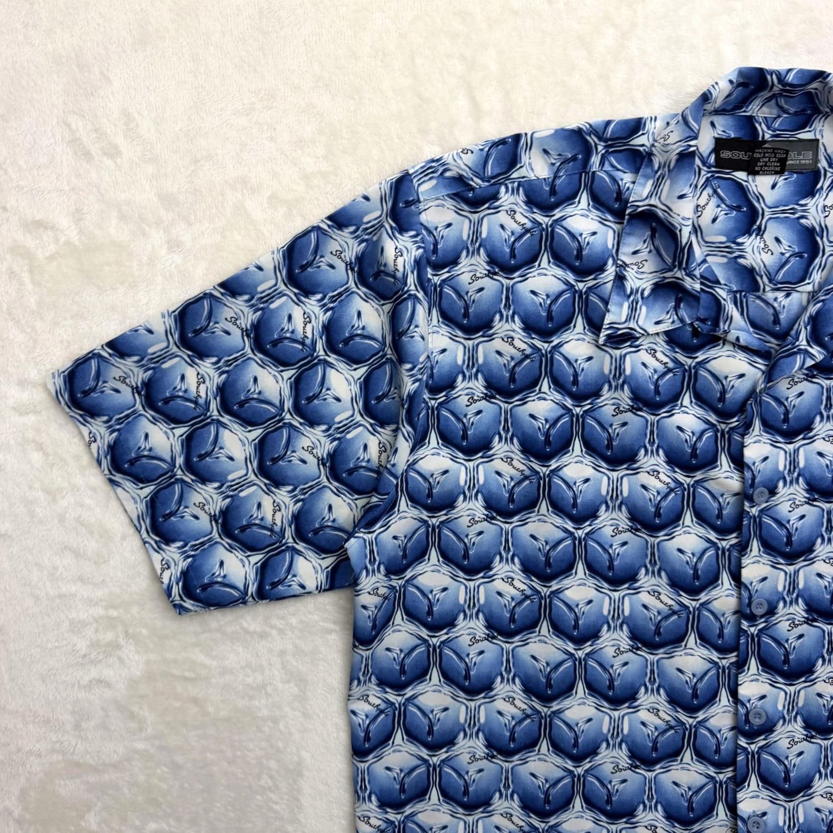 Southpole Southpole Shirt Mens Large Blue Geometric Short Sleeve Button Up Streetwear Size US L / EU 52-54 / 3 - 5 Thumbnail