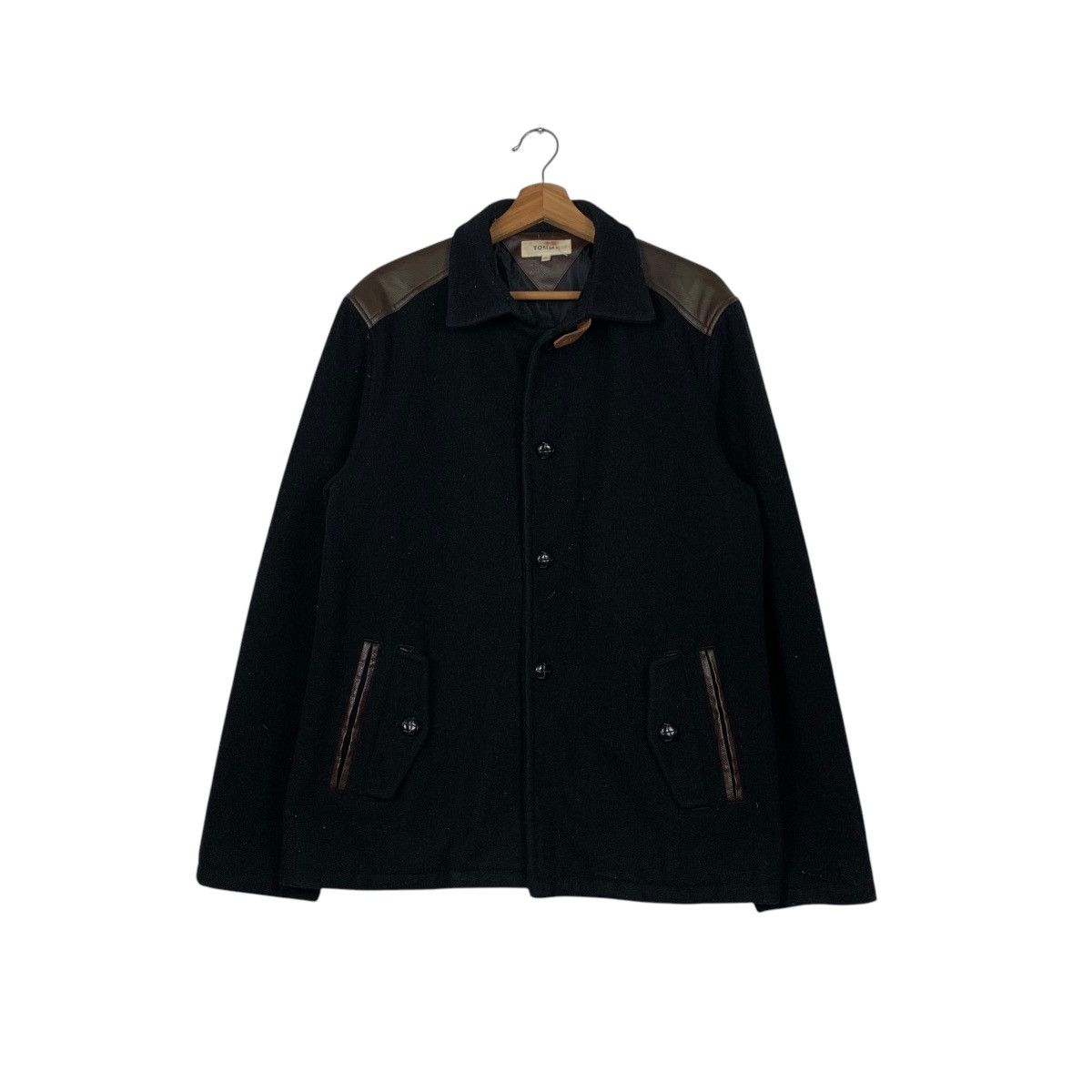 Leather TOMMY Wool Leather Button Jacket #2133-C94 Size US XL / EU 56 / 4 - 1 Thumbnail