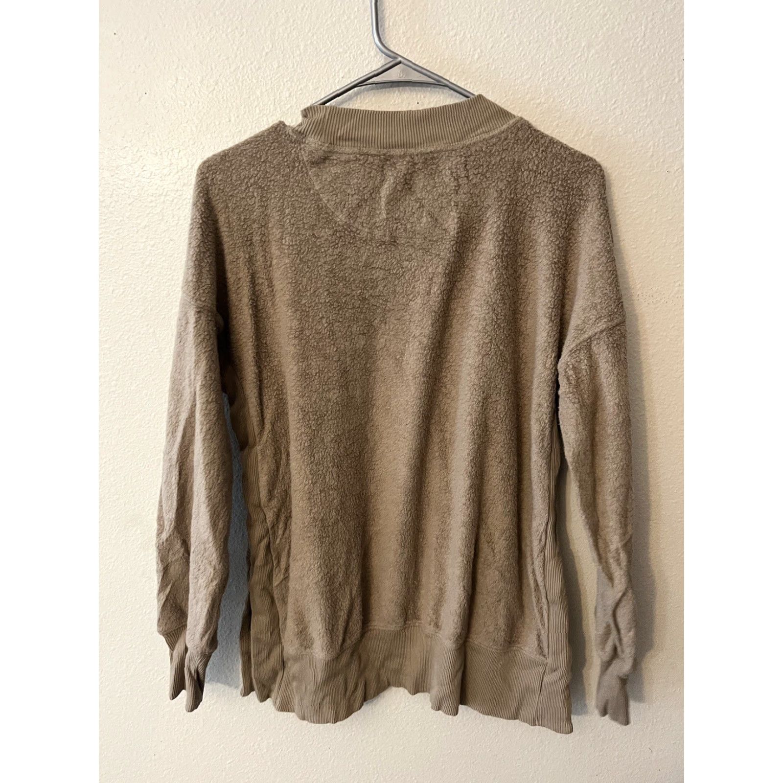 Vintage AERIE Chilled Out Oversized Pullover Sweatshirt Ribbed Split Side Tan Brown Womens XS Size XS / US 0-2 / IT 36-38 - 3 Thumbnail