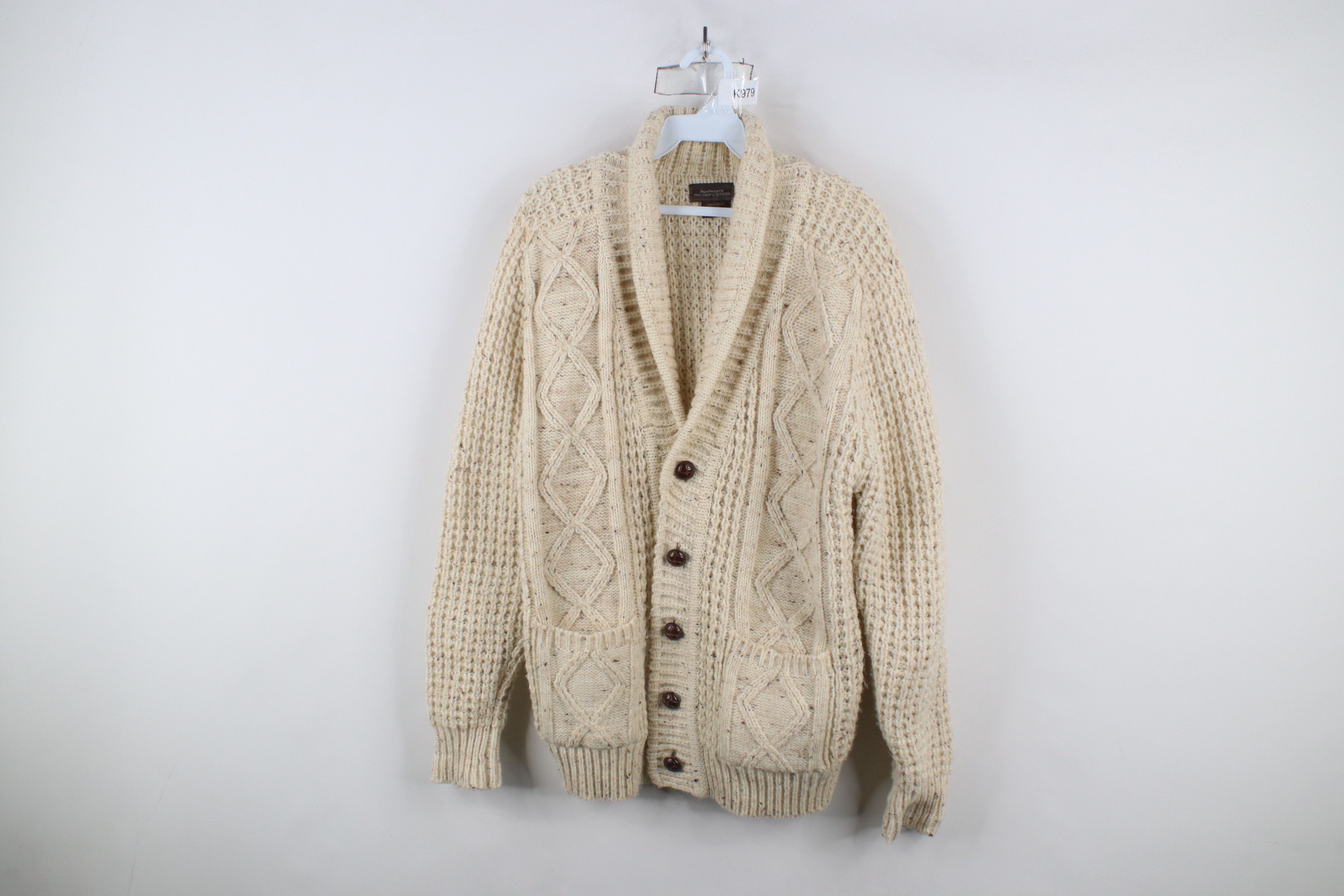 Vintage Vintage 70s Streetwear Fisherman Cable Knit Cardigan Sweater Size US M / EU 48-50 / 2 - 1 Thumbnail