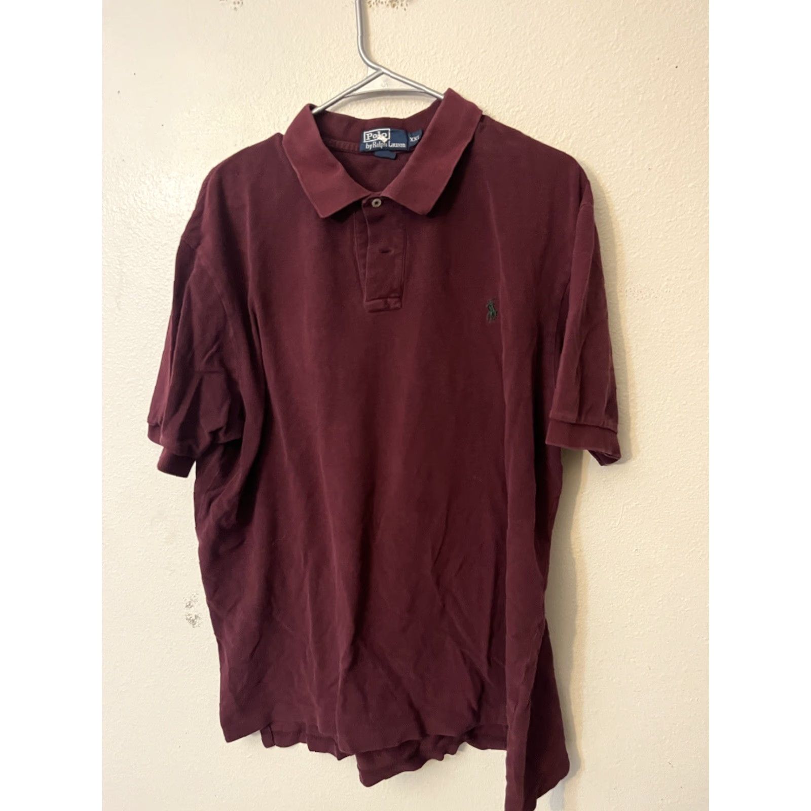 Polo Ralph Lauren Polo Ralph Lauren Polo Shirt Mens 2XL Maroon Solid Logo Pony Short Sleeve Vintage Style Regular Fit Size US XXL / EU 58 / 5 - 2 Thumbnail