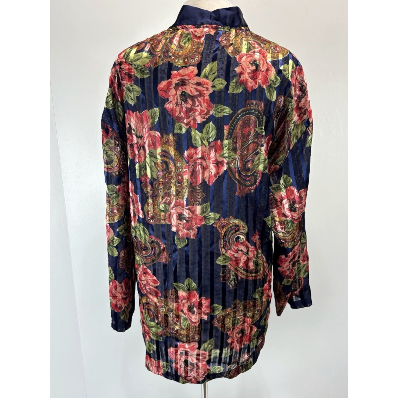 Victoria's Secret Vintage Victoria's Secret Sleep Shirt Large Navy Floral Semi Sheer Gold Label Vtg Size L / US 10 / IT 46 - 3 Thumbnail