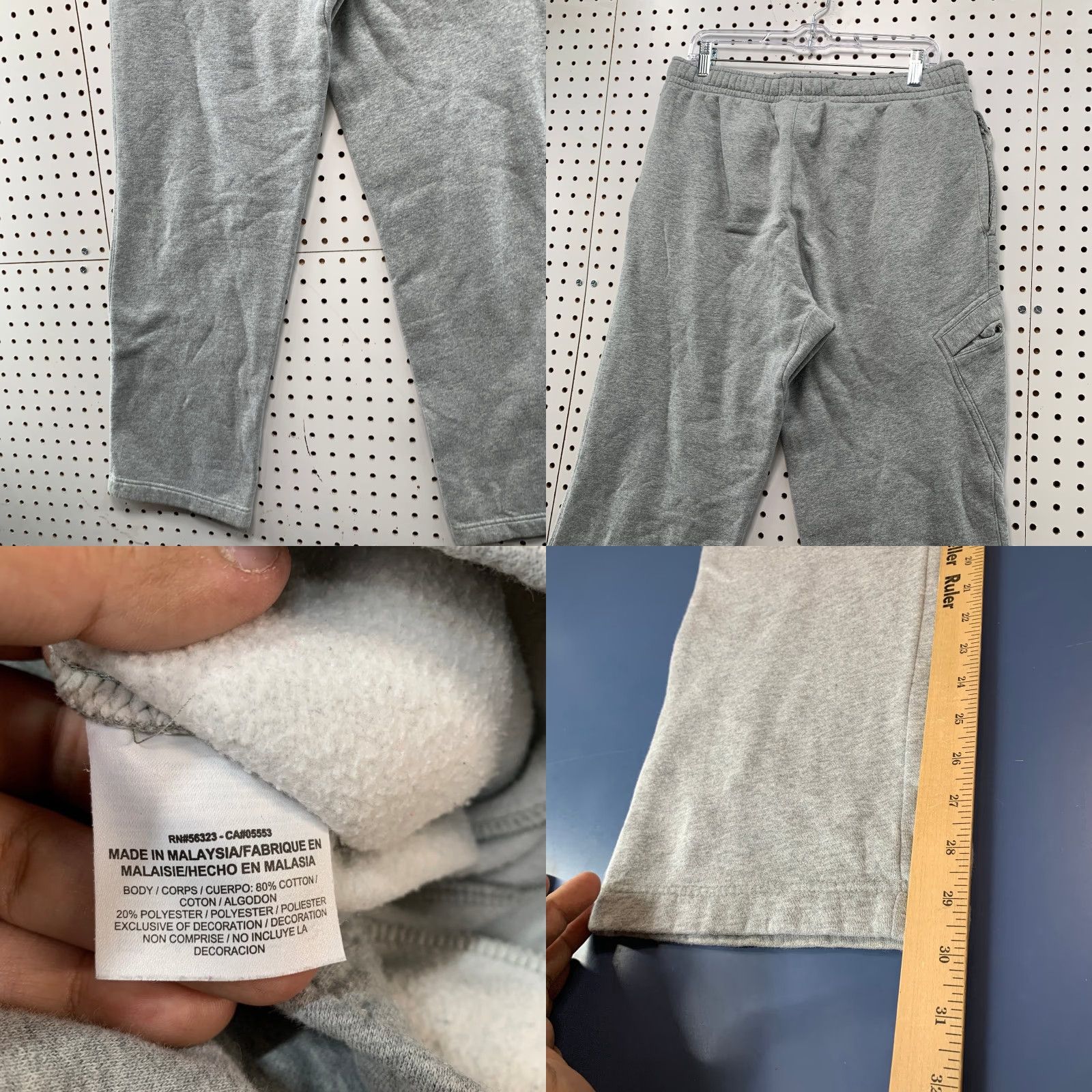 Nike VINTAGE Nike Gray Sweatpants Mens Large Gray Drawstring Fleece Fits 32x30 Size US 33 - 8 Thumbnail